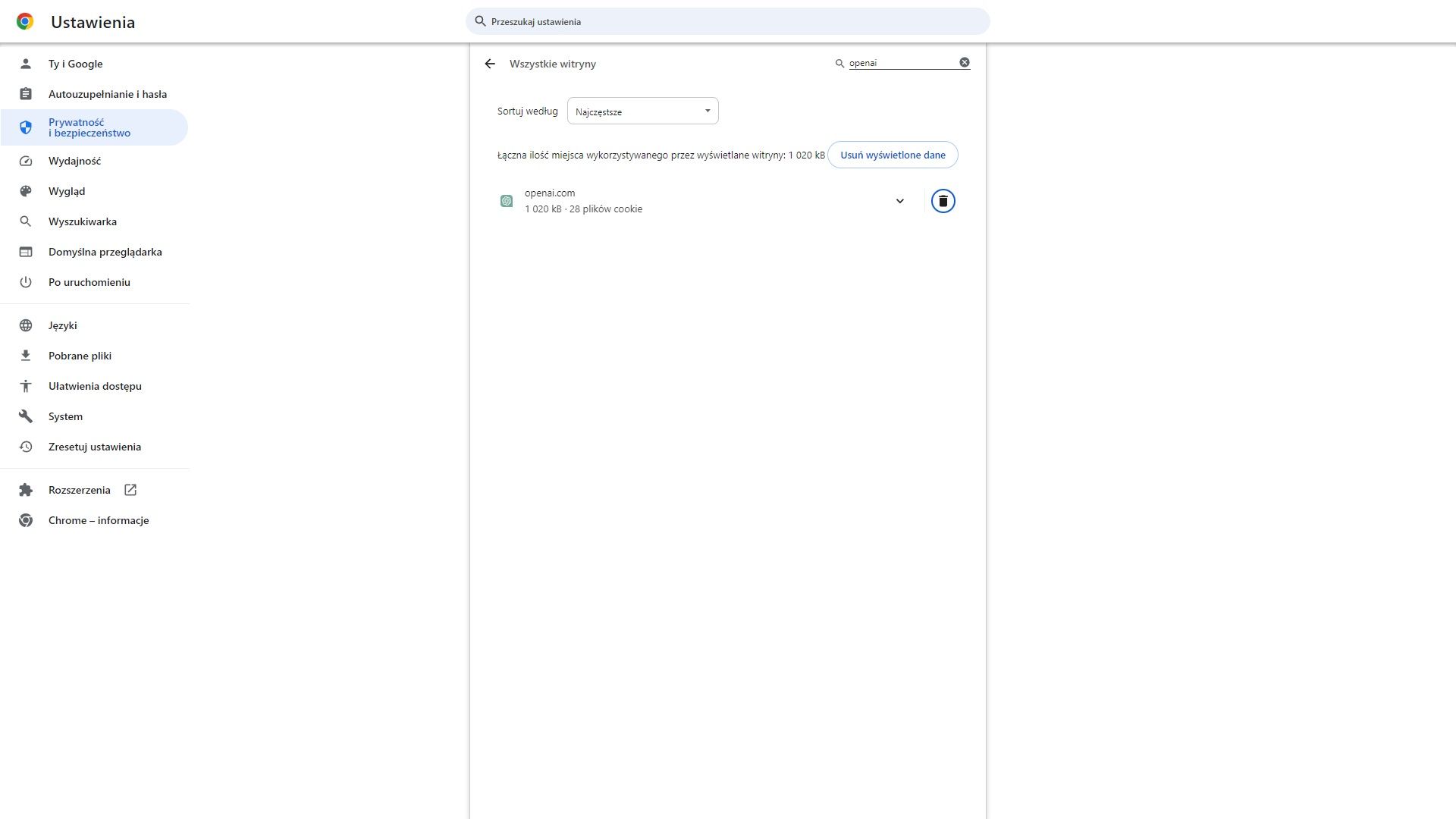Chat GPT - jak usunąć pliki cookie