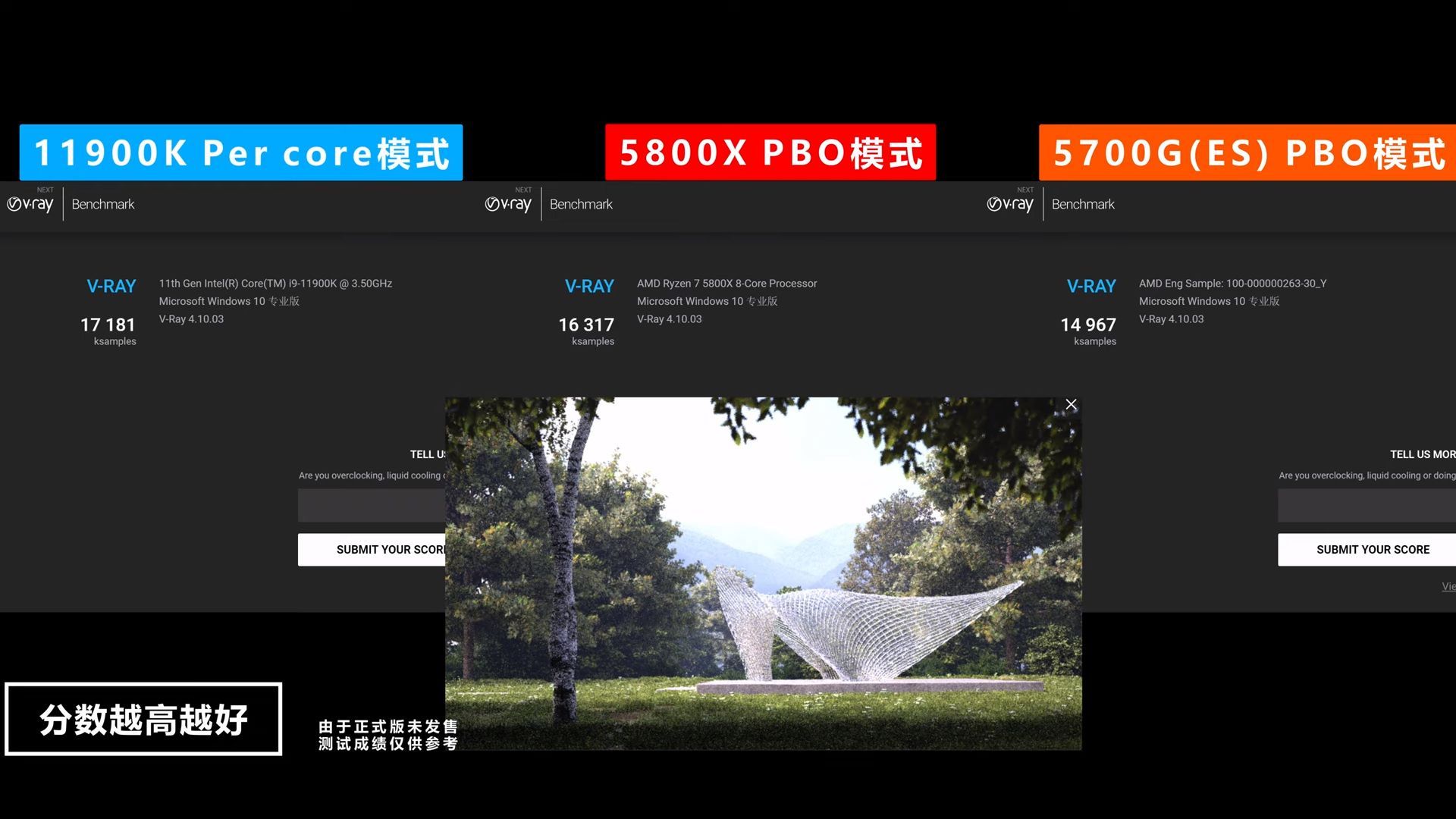 Intel Core i9-11900K vs AMD Ryzen 7 5800X i Ryzen 7 5700G - wydajność w v-ray