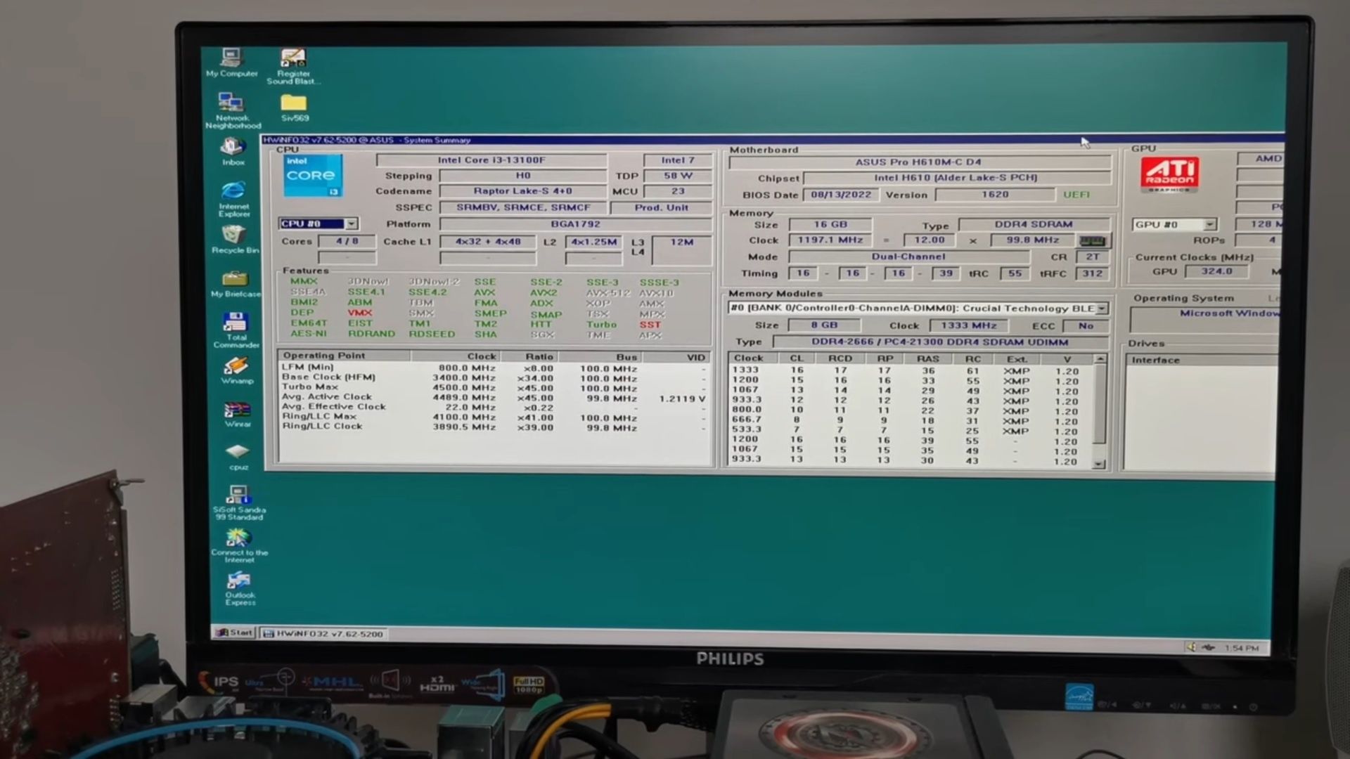 Intel Core i3-13100F uruchomiony na systemie Windows NT 4.0