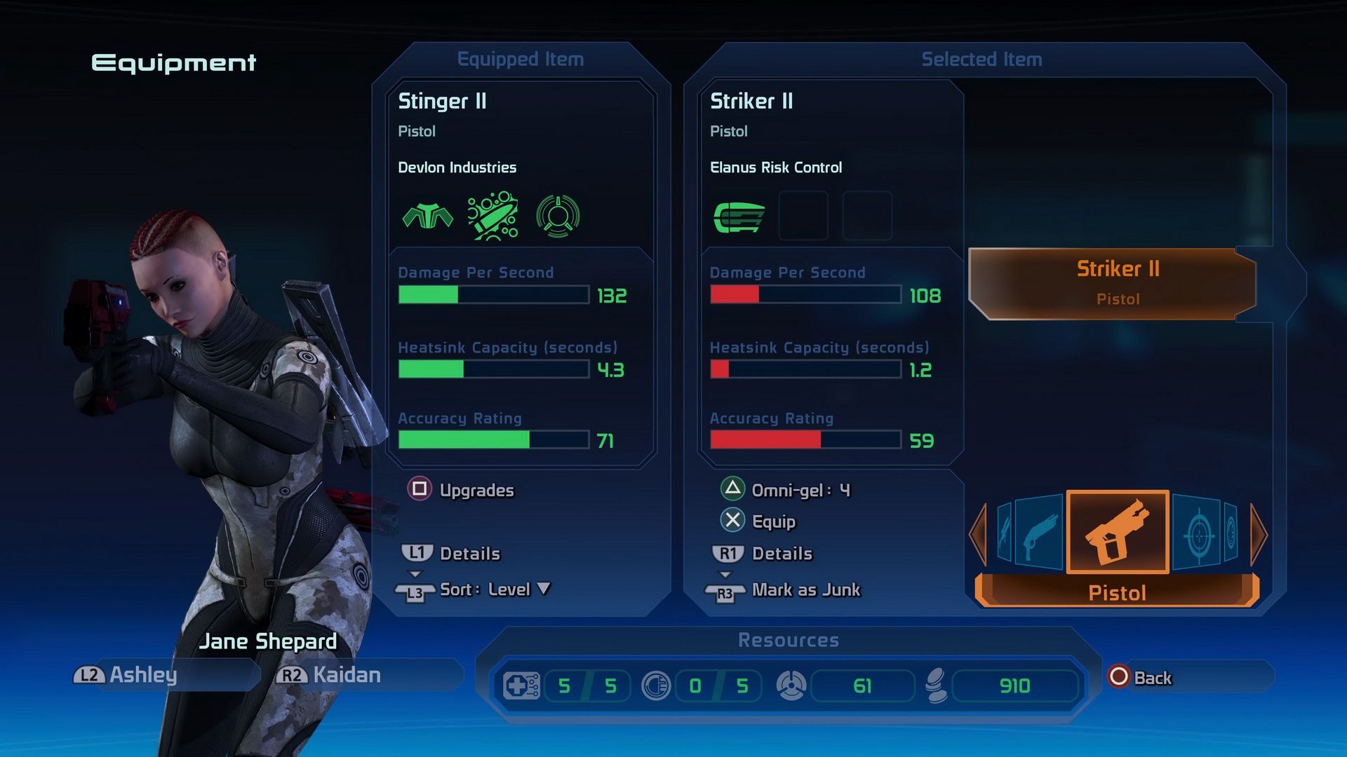 Mass Effect: Legendary Edition - menu ekwipunku w Mass Effect 1