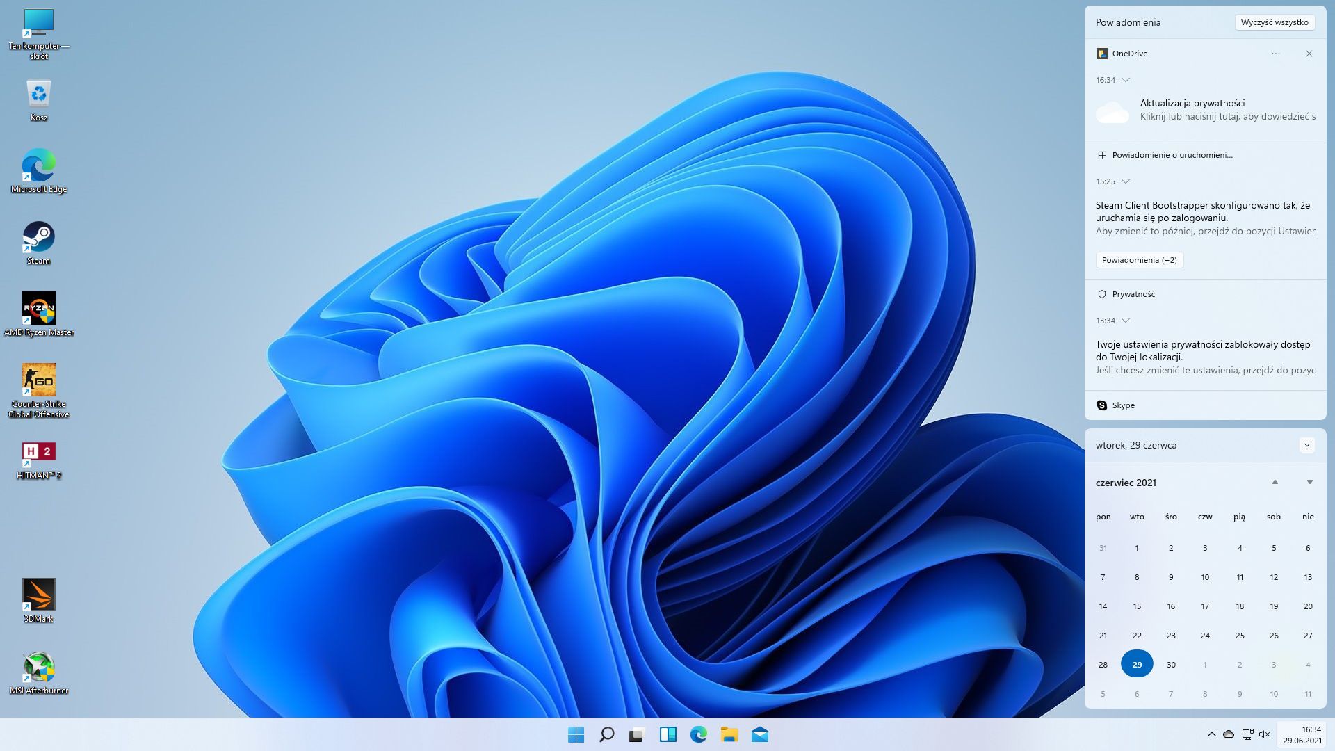 Windows 11 interfejs - powiadomienia