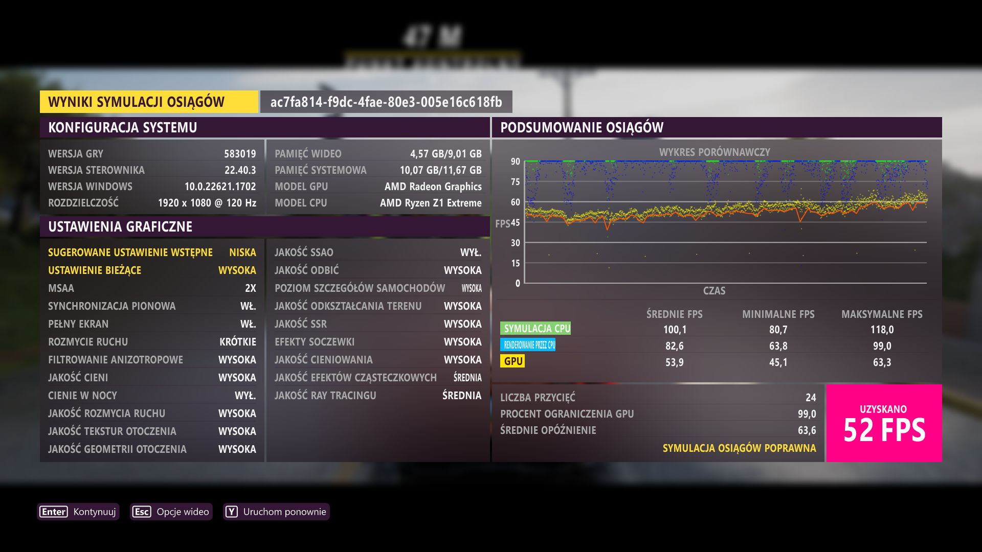 Asus ROG Ally - benchmark Forza Horizon 5