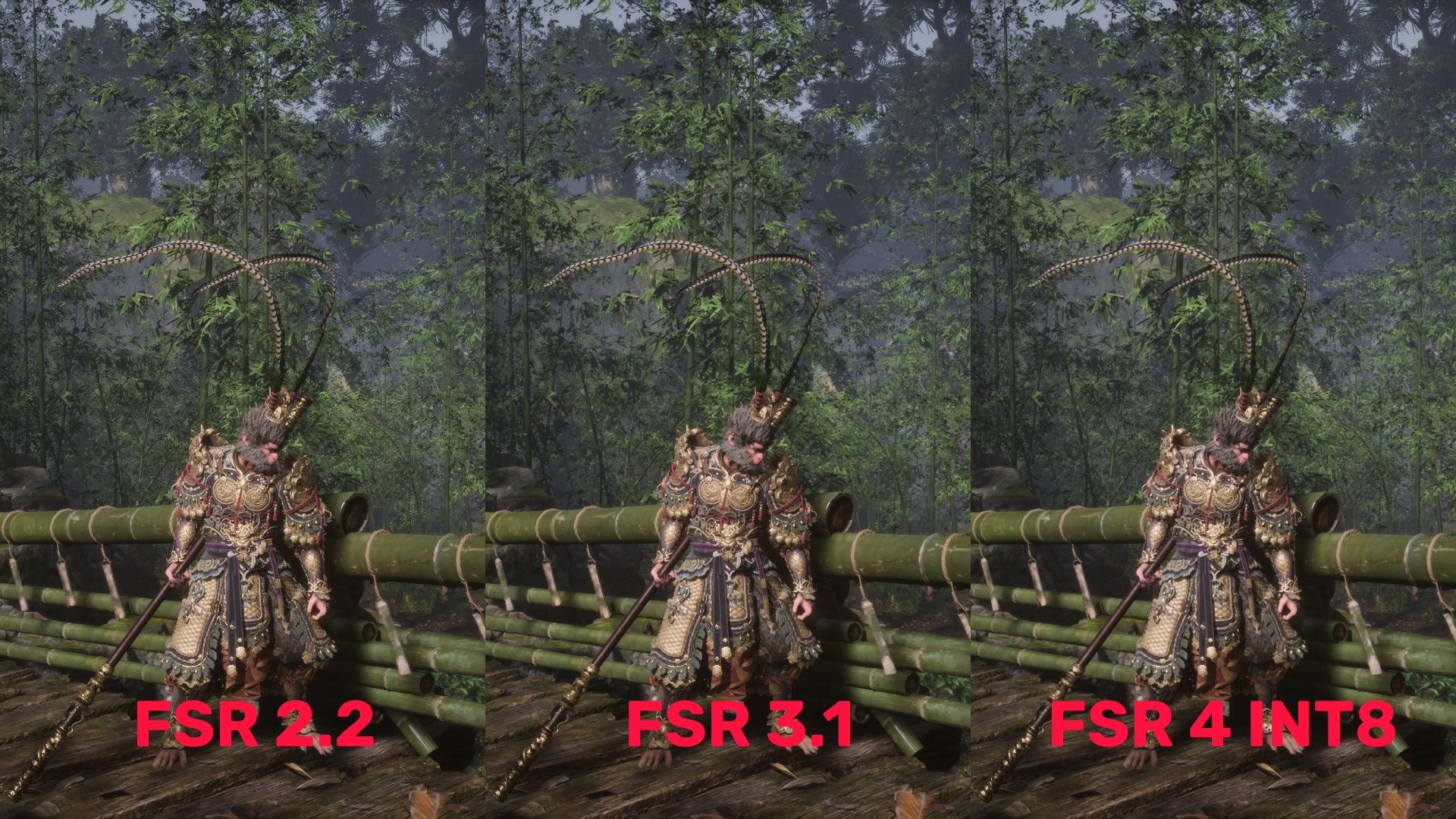 FSR4 INT8 vs FSR 3 VS FSR 2 - Black Myth: Wukong