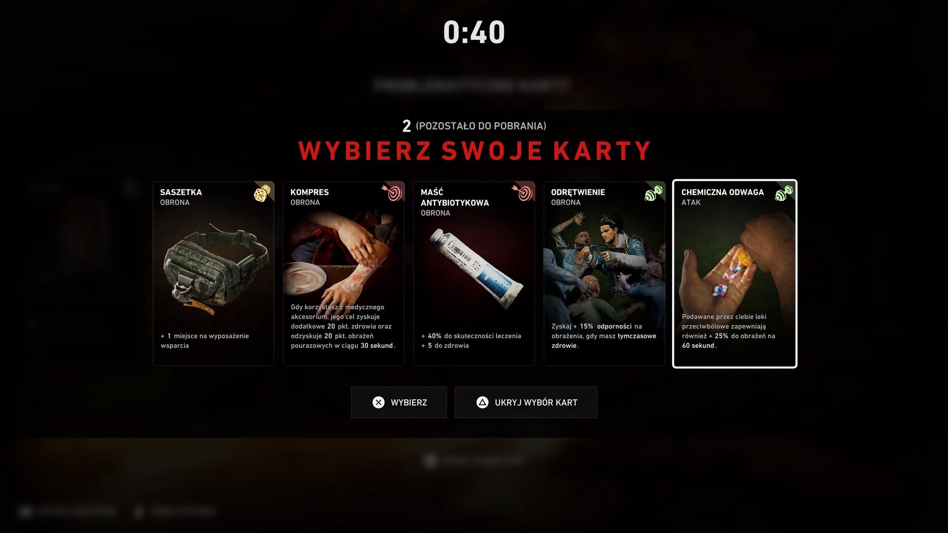 Back 4 Blood - wybór kart
