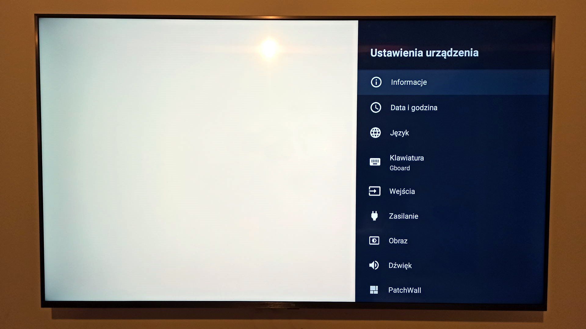 Xiaomi Mi TV 4S 65 - Menu systemowe