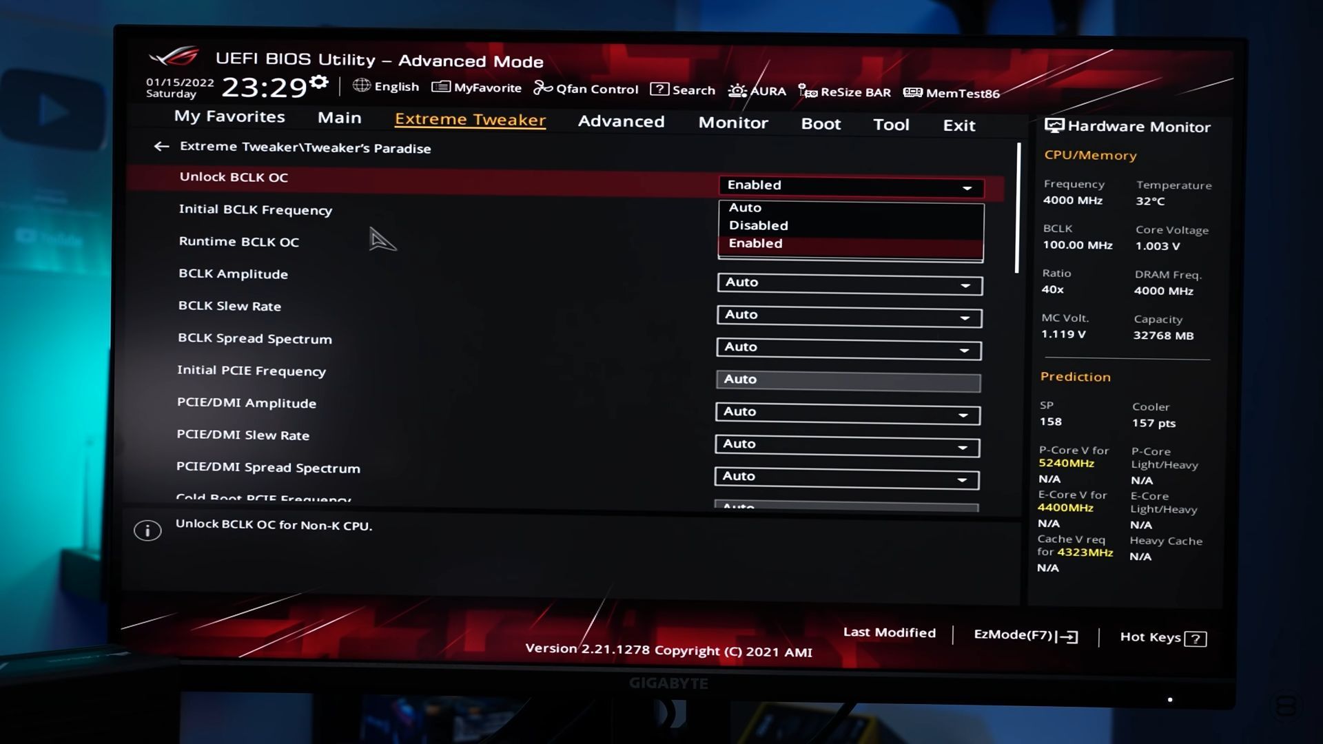 ASUS UEFI - unlock BCLK OC