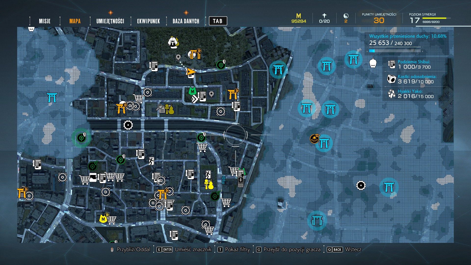 Ghostwire: Tokyo - mapa pełna aktywności