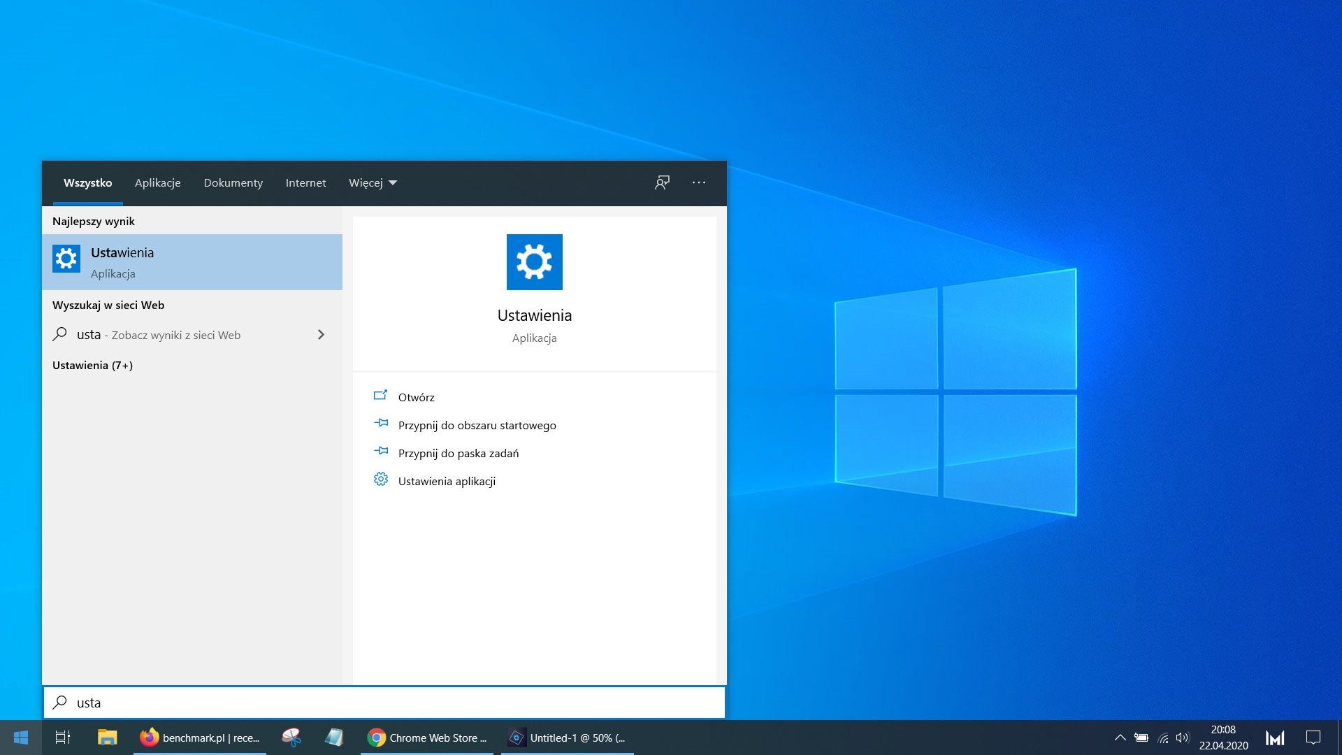 ustawienia windows 10