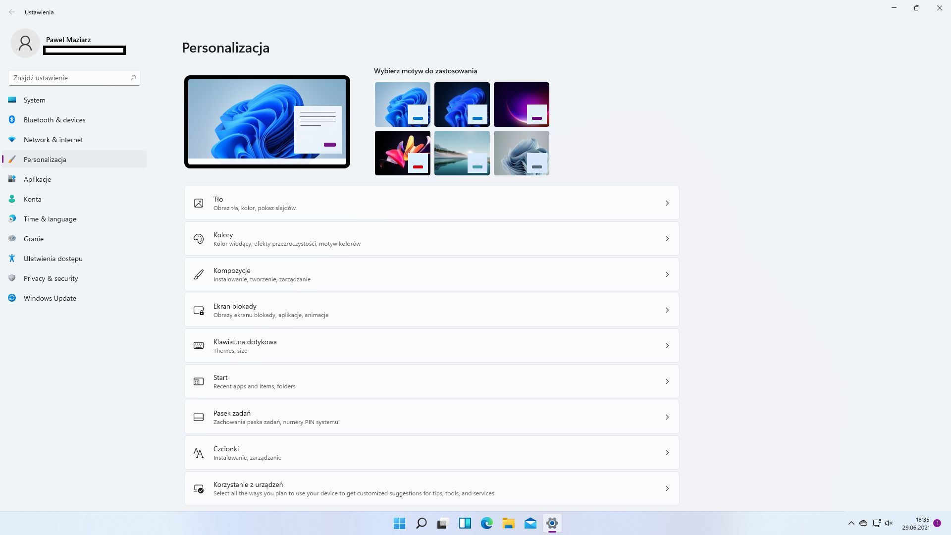Windows 11 - personalizacja