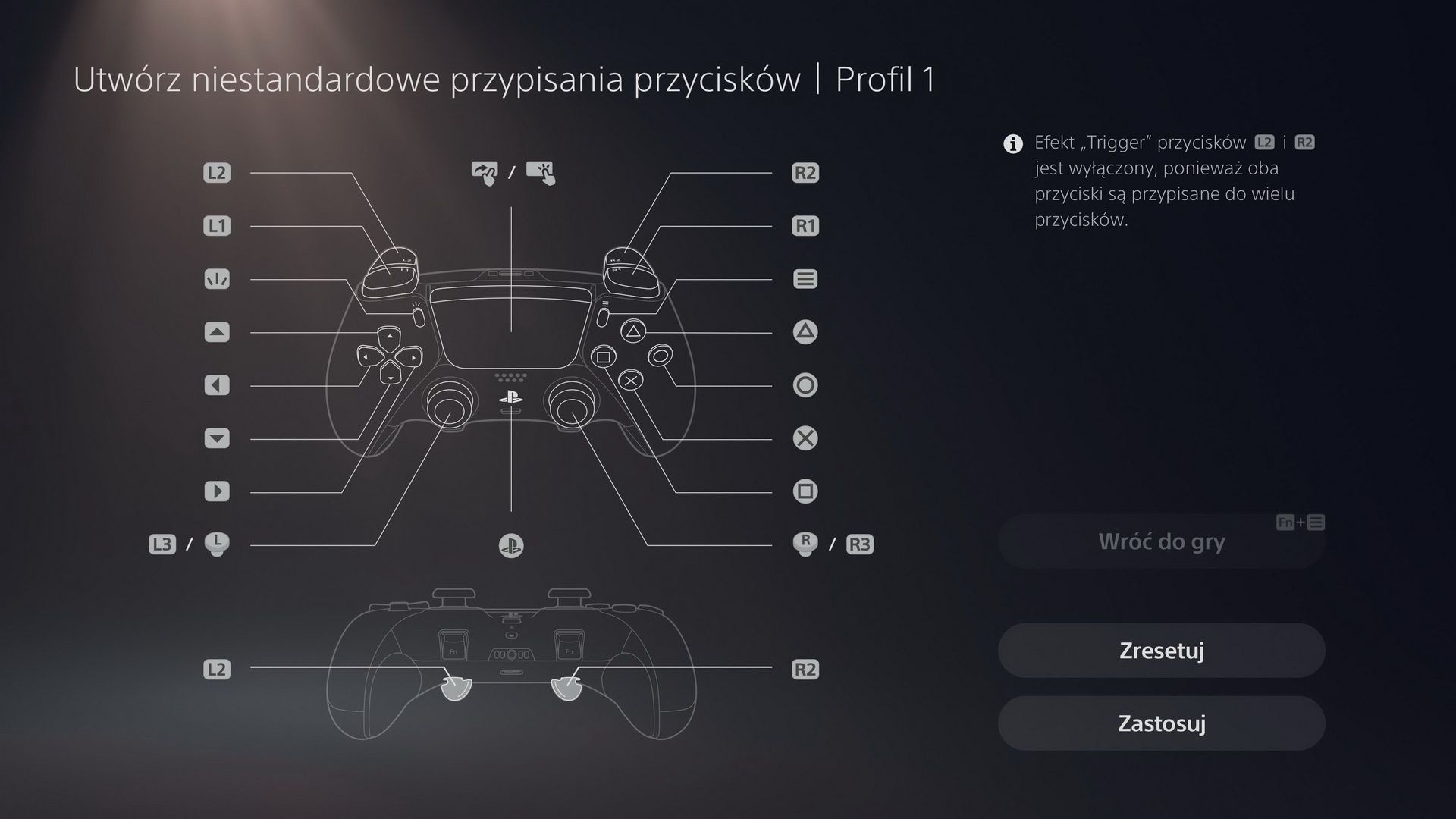 DualSense Edge - mapowanie przycisków