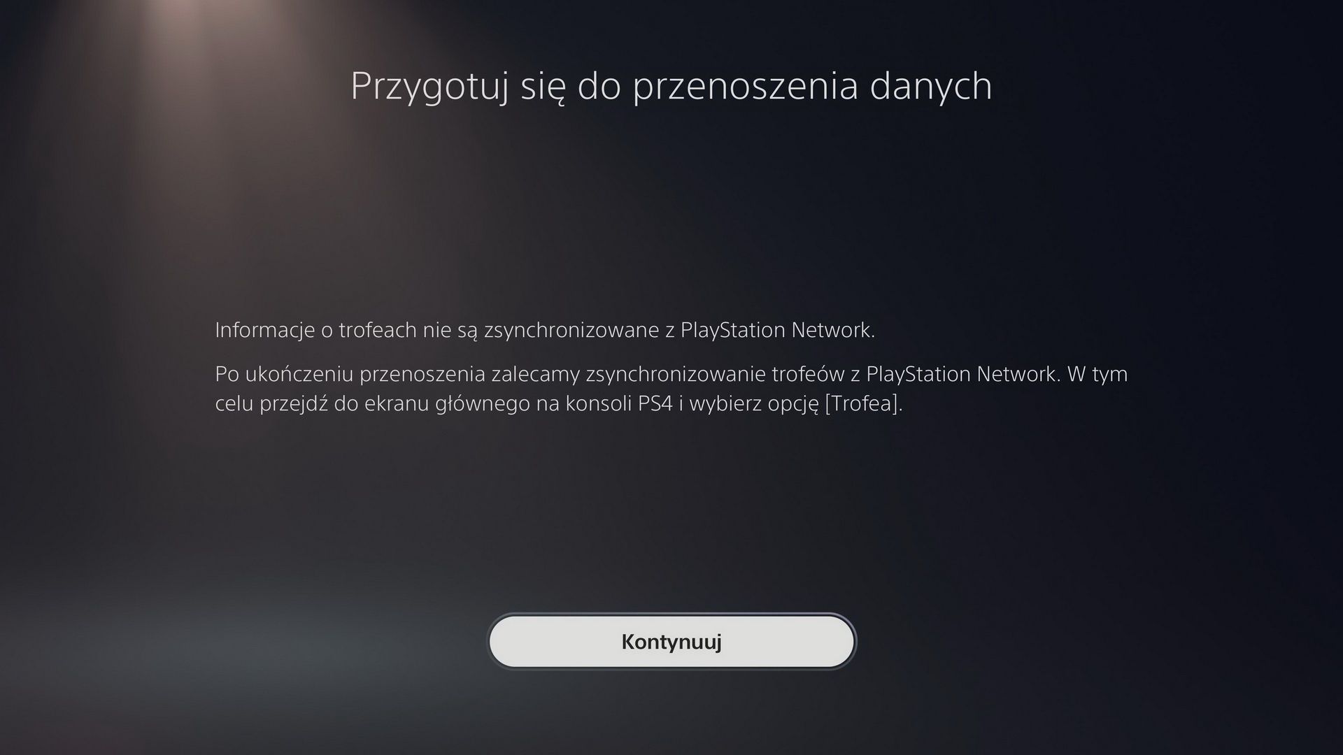 PS5 - przenoszenie danych nie obejmuje trofeów
