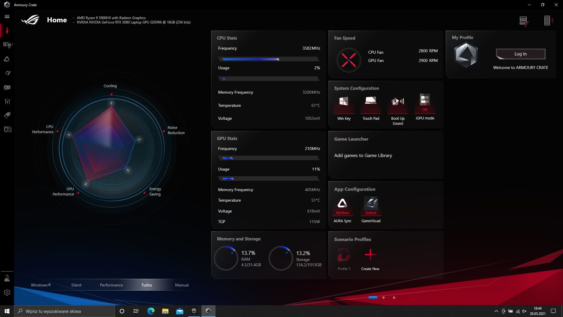 Tryb Turbo w ASUS Armory Crate
