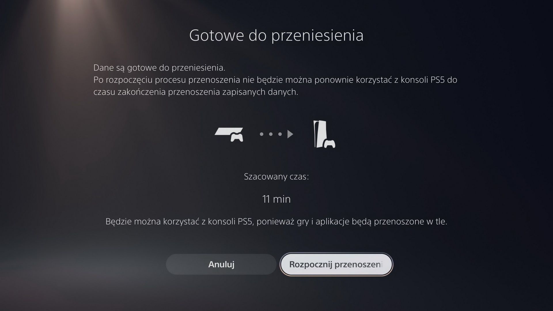 PS5 - zainicjowanie procesu przenoszenia danych z PS4 na PS5