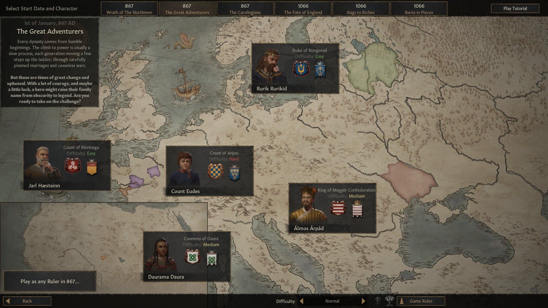Crusader Kings III - wybór daty rozpoczęcia