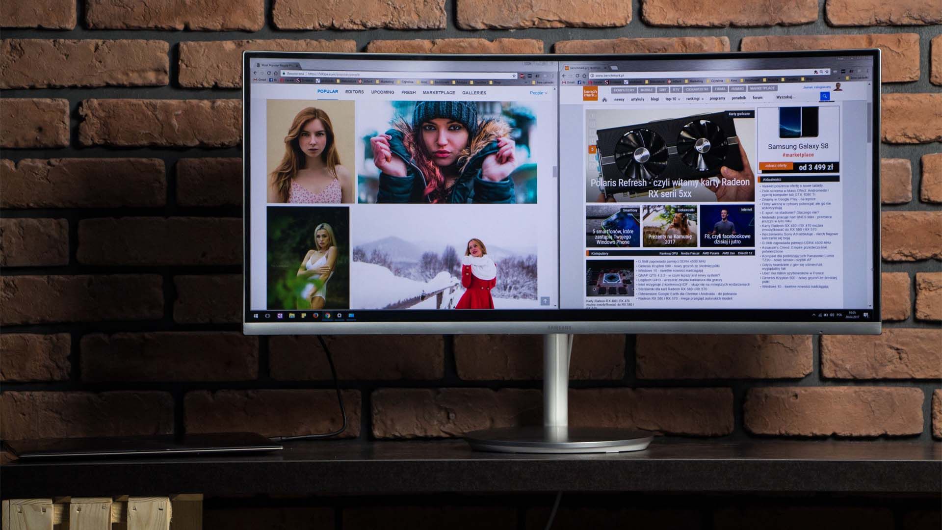 Samsung Curved C34F791 przód podzielony ekran