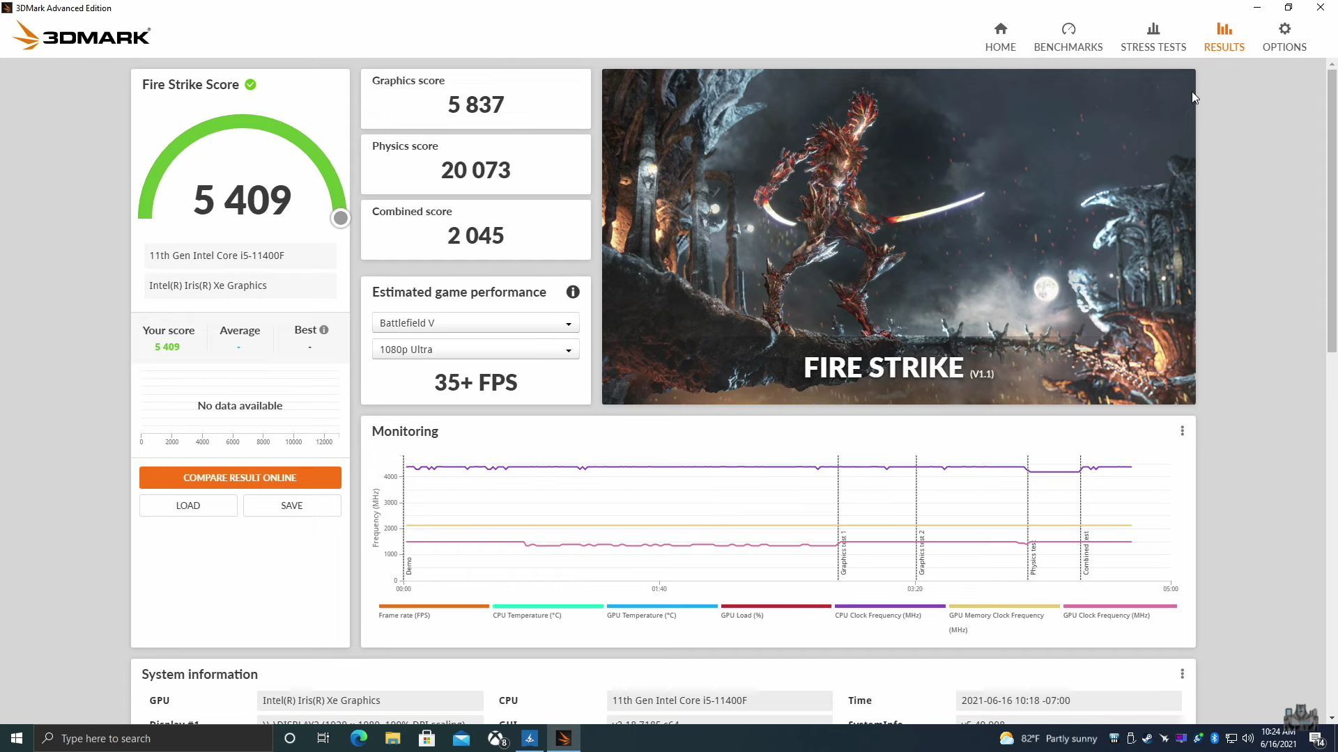 ASUS DG1 - test 3DMark Fire Strike