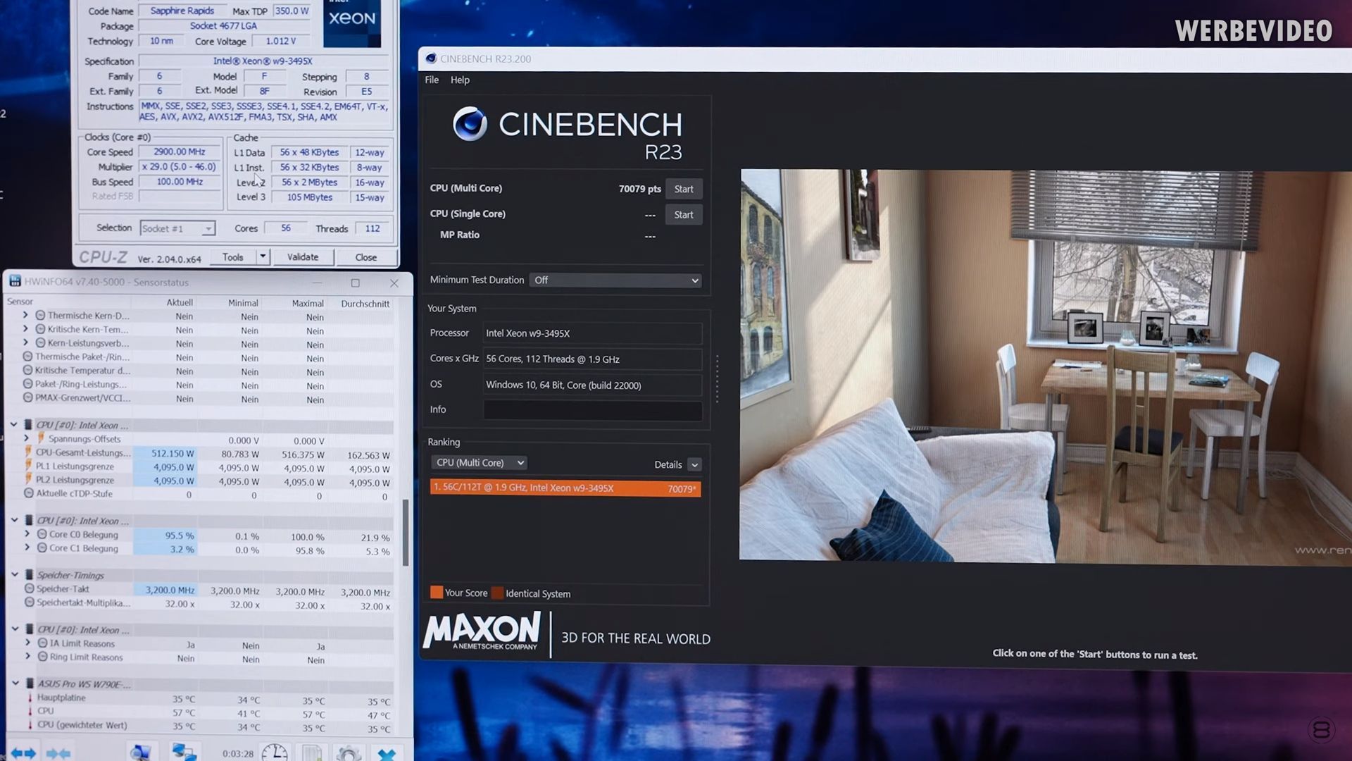 Intel Xeon w9-3495X - wydajność w Cinebench R23