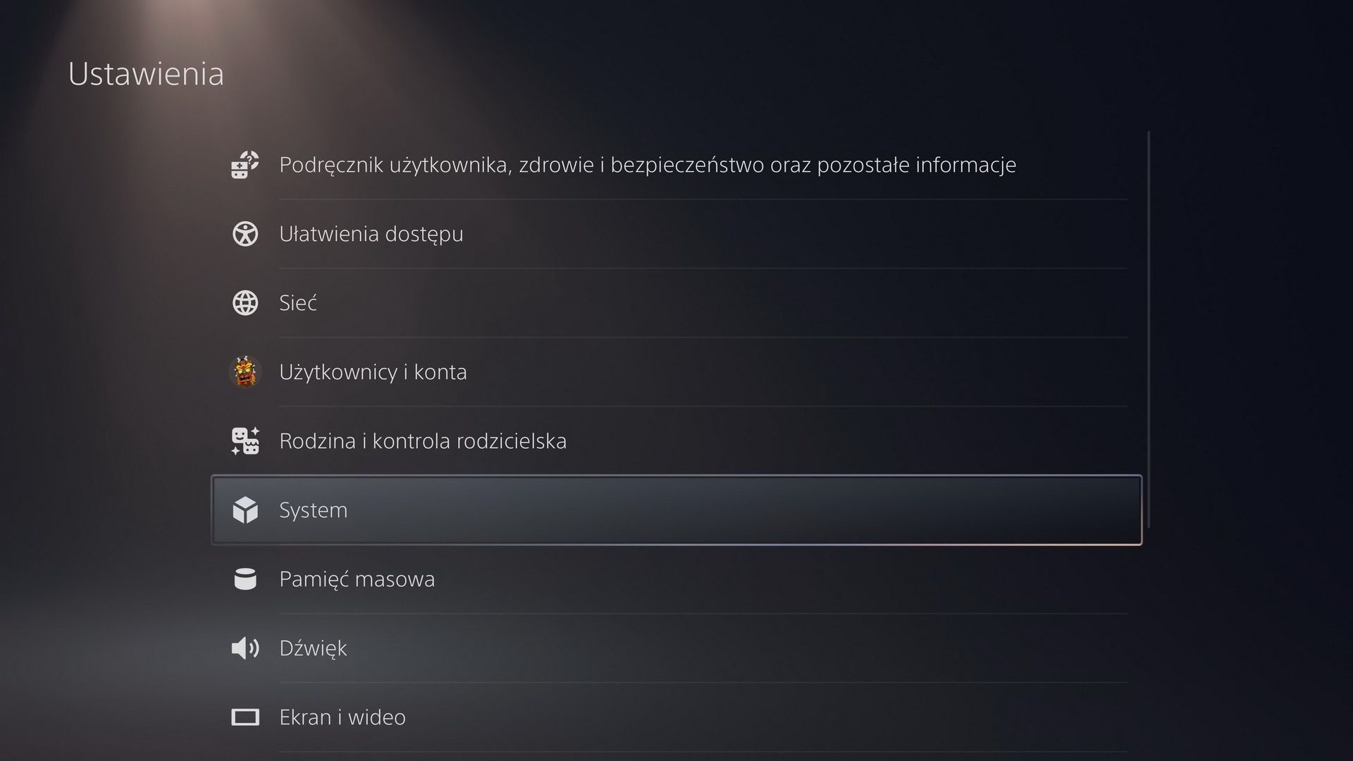 PS5 i ustawienia systemowe