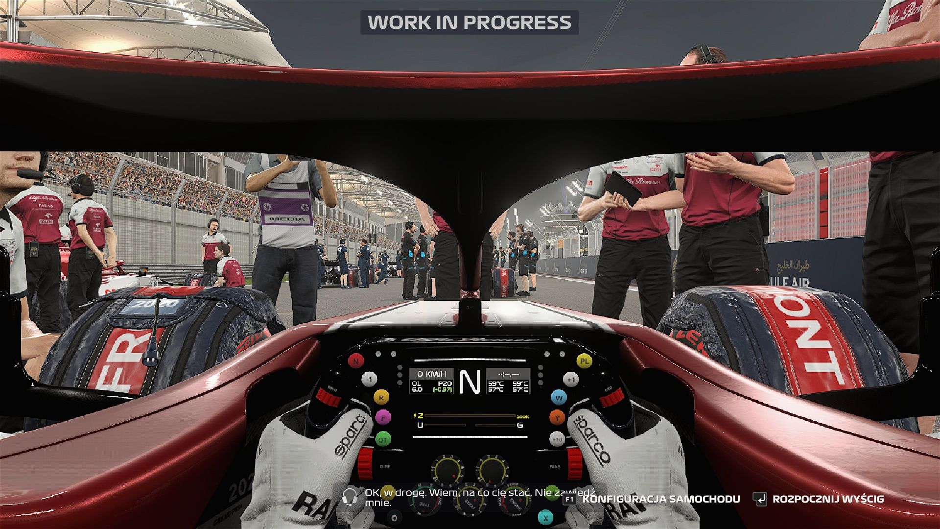 F1 2020 - widok z kokpitu w pitstopie