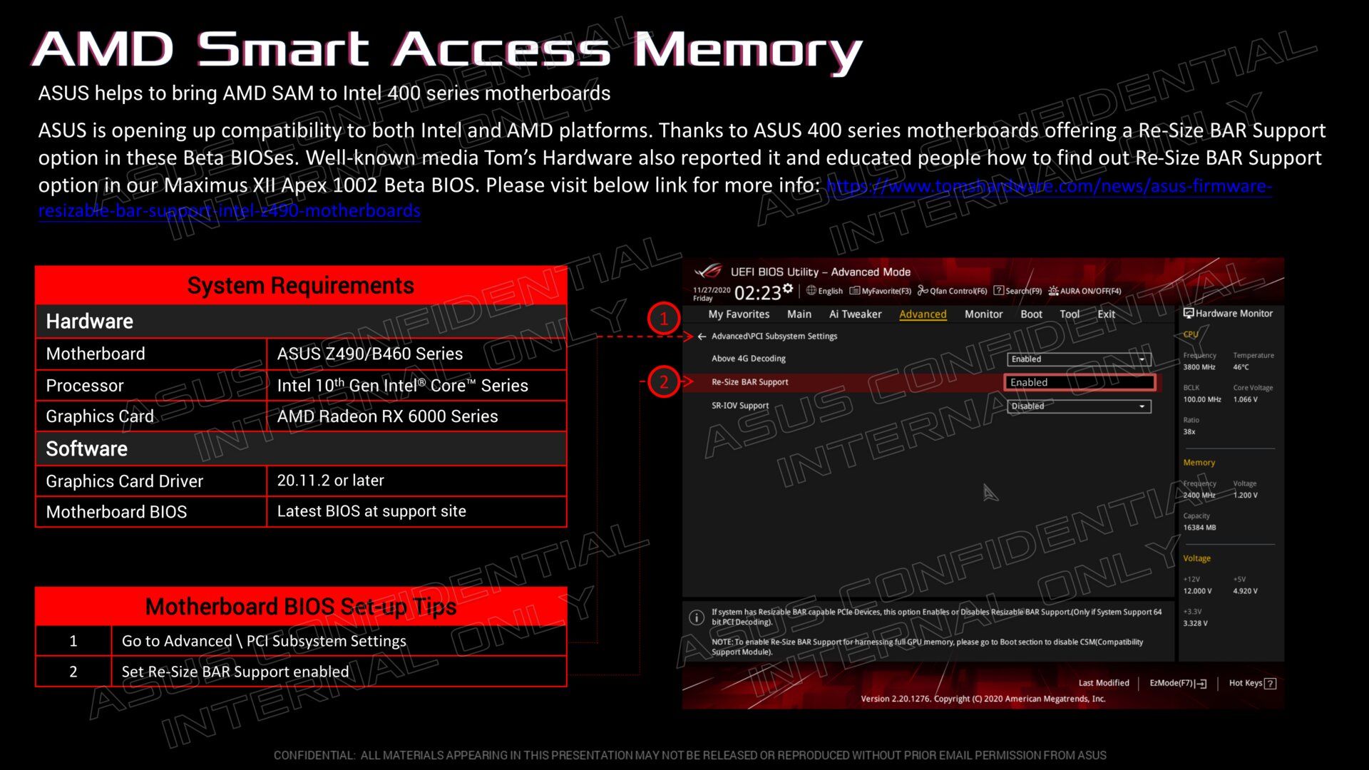 Smart Access Memory na płytach głównych ASUS - UEFI