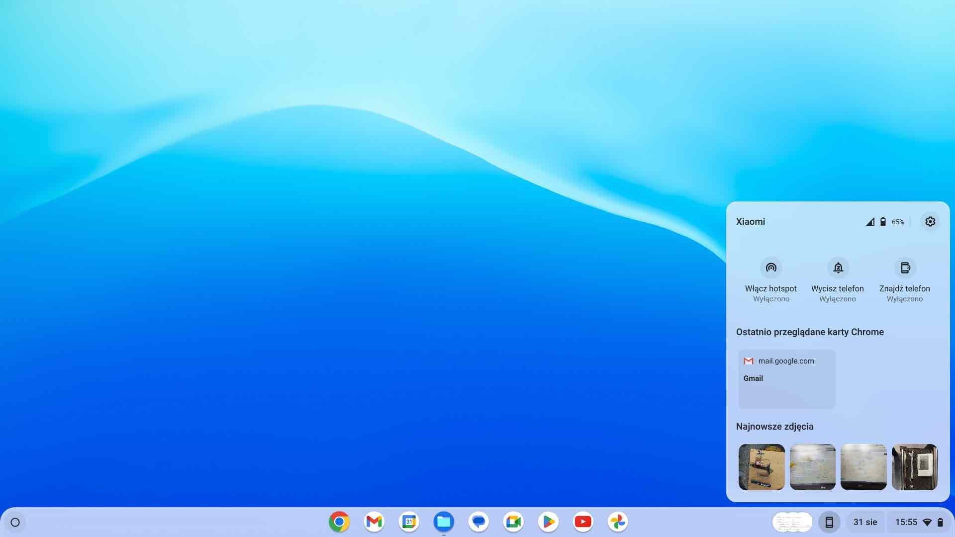 sterowanie telefonem na chromebooku