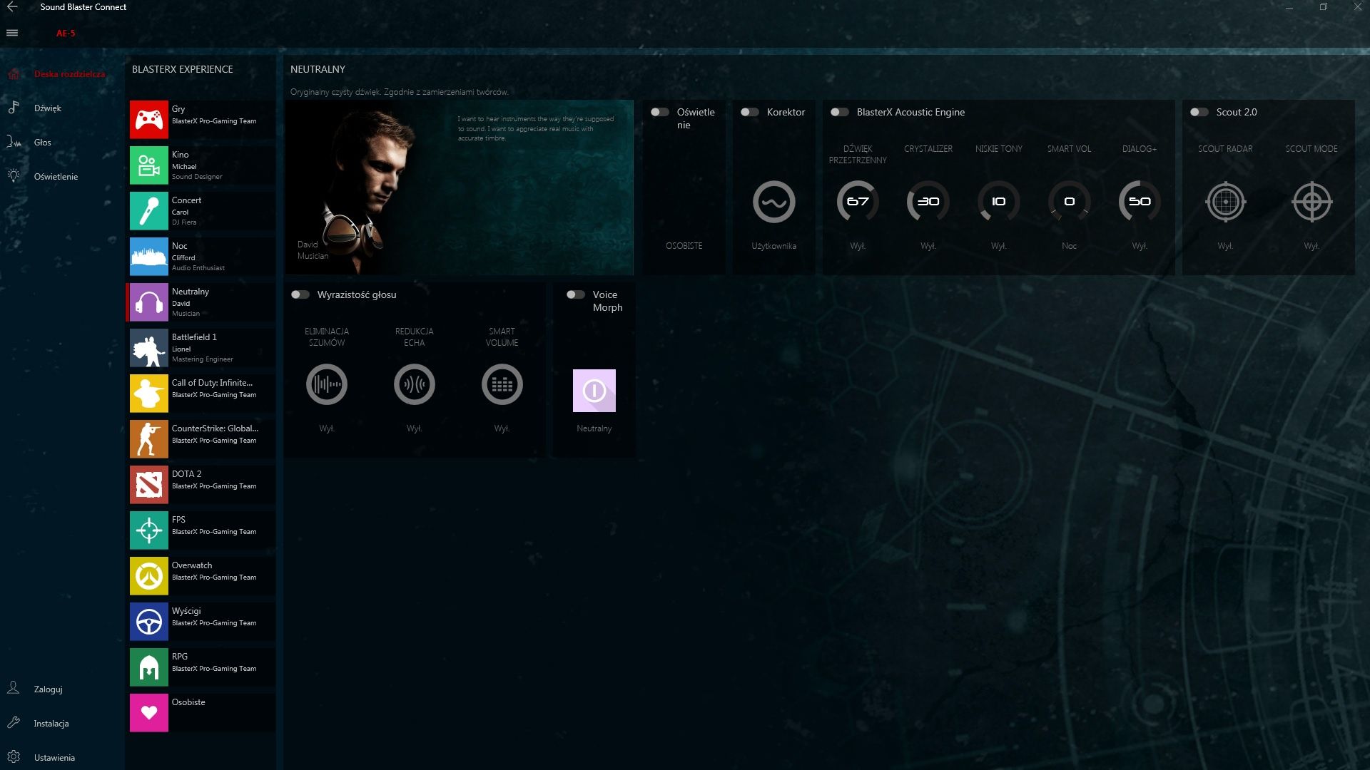 Creative Sound BlasterX AE-5 deska rozdzielcza