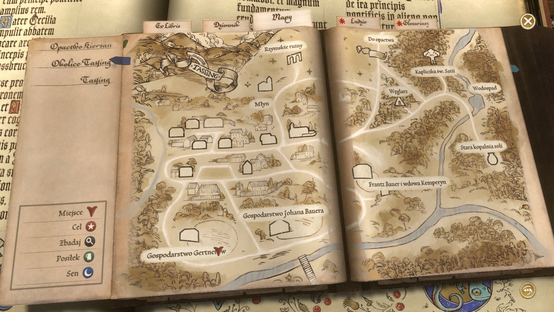 Pentiment - mapa miasta Tassing