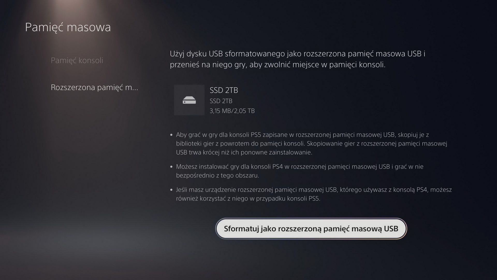 Dysk PS5 - opcje pamięci masowej