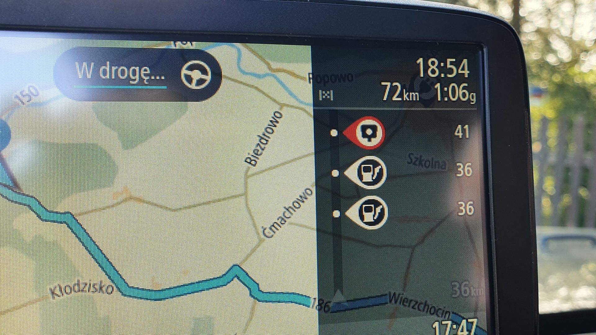 TomTom Classic Go 5 - pasek boczny i ostrzeżenia drogowe
