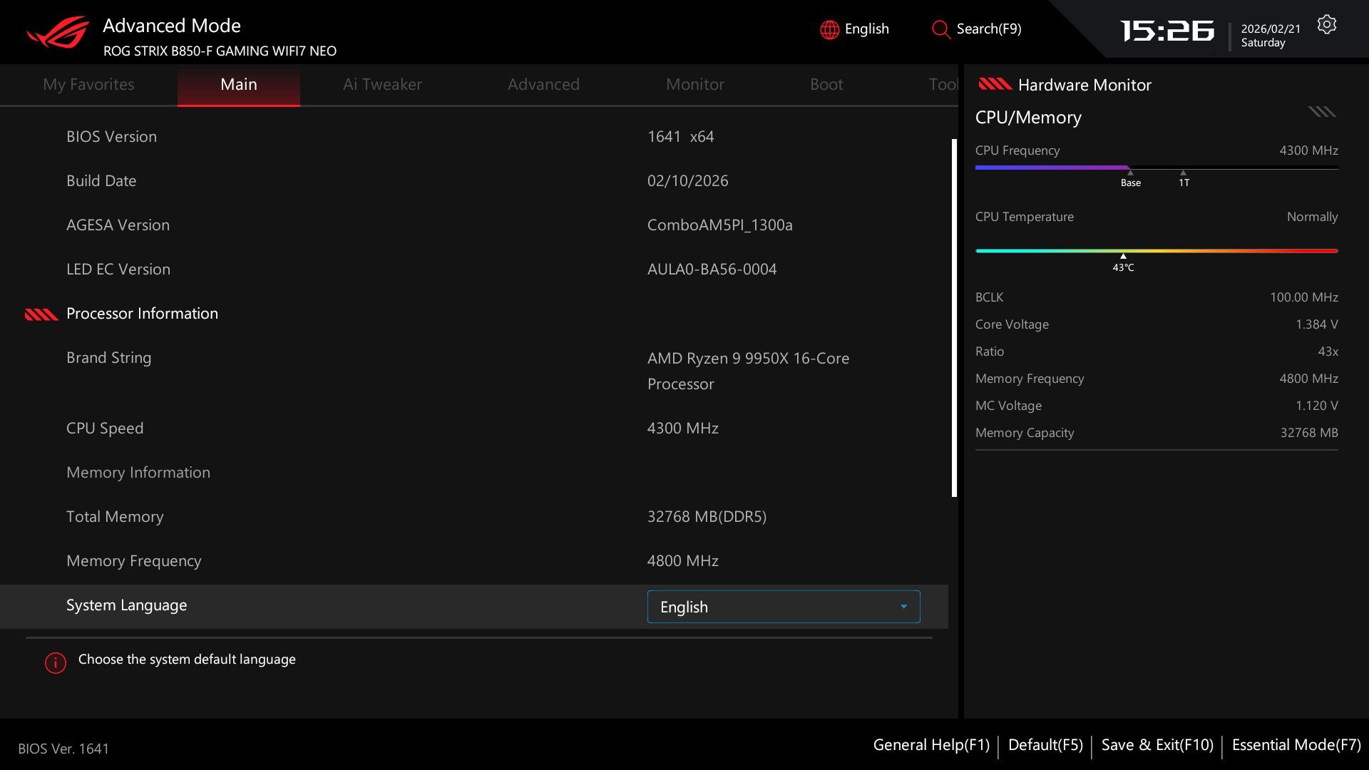 ASUS ROG UEFI BIOS - Essential Mode