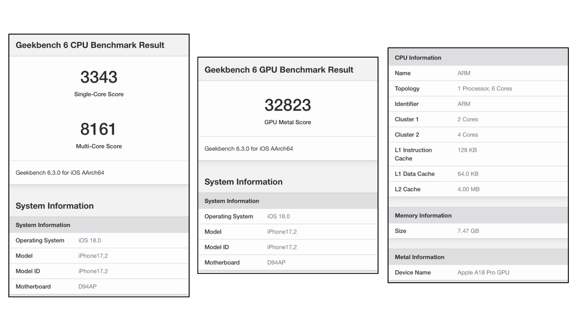iPhone 16 pro max geekbench