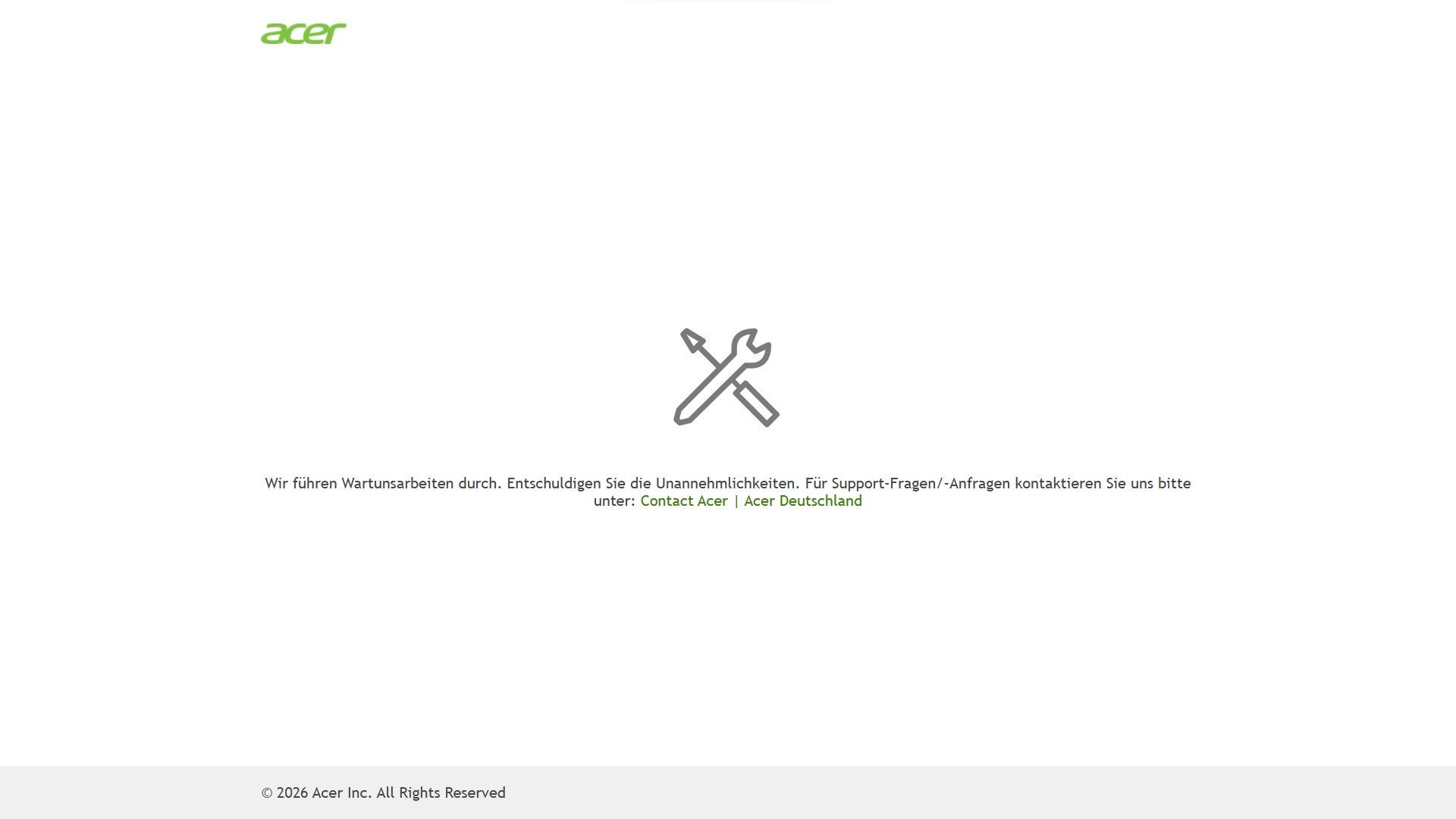Acer - brak niemieckiej strony