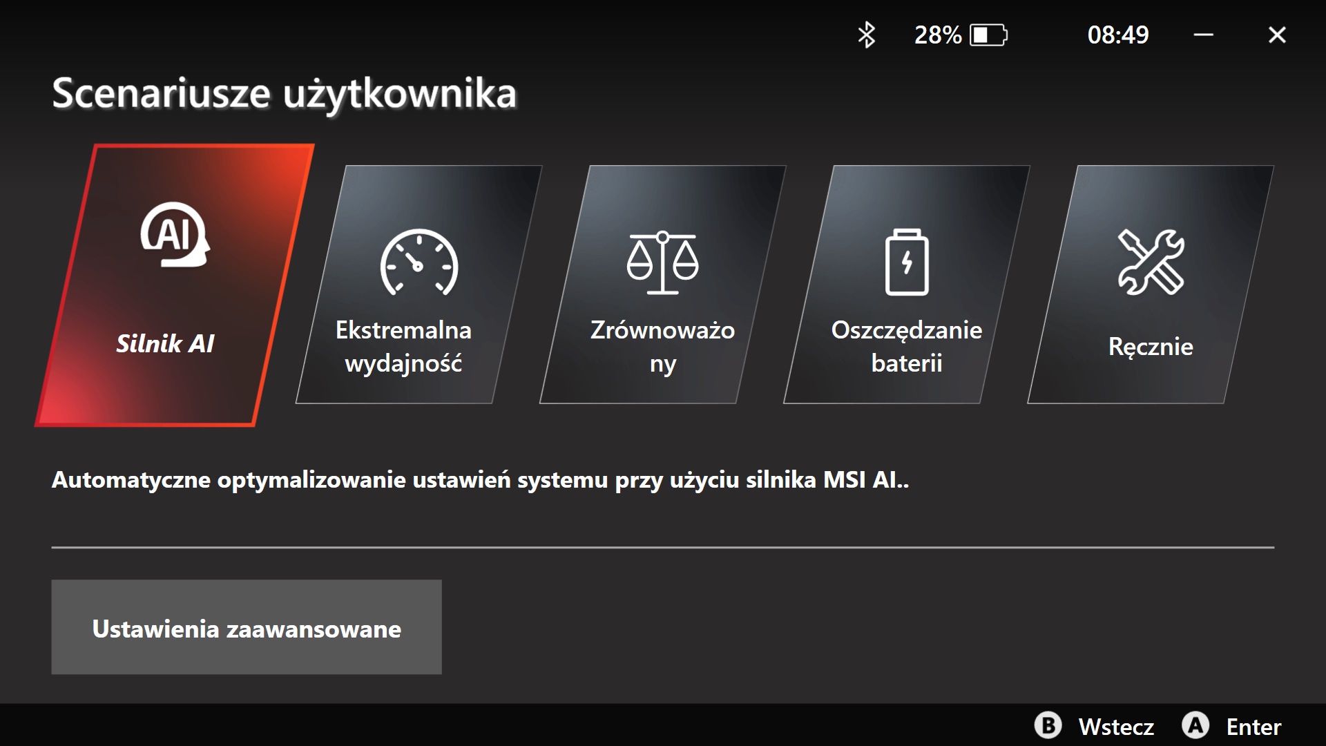 MSI Claw - tryb Silnik AI