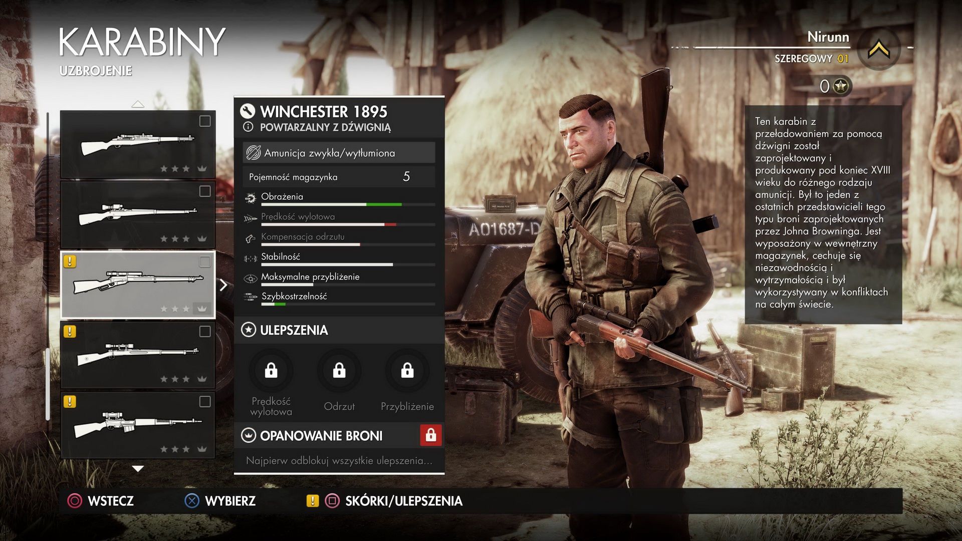 Sniper Elite 5 - wybór karabinów w Sniper Elite 4