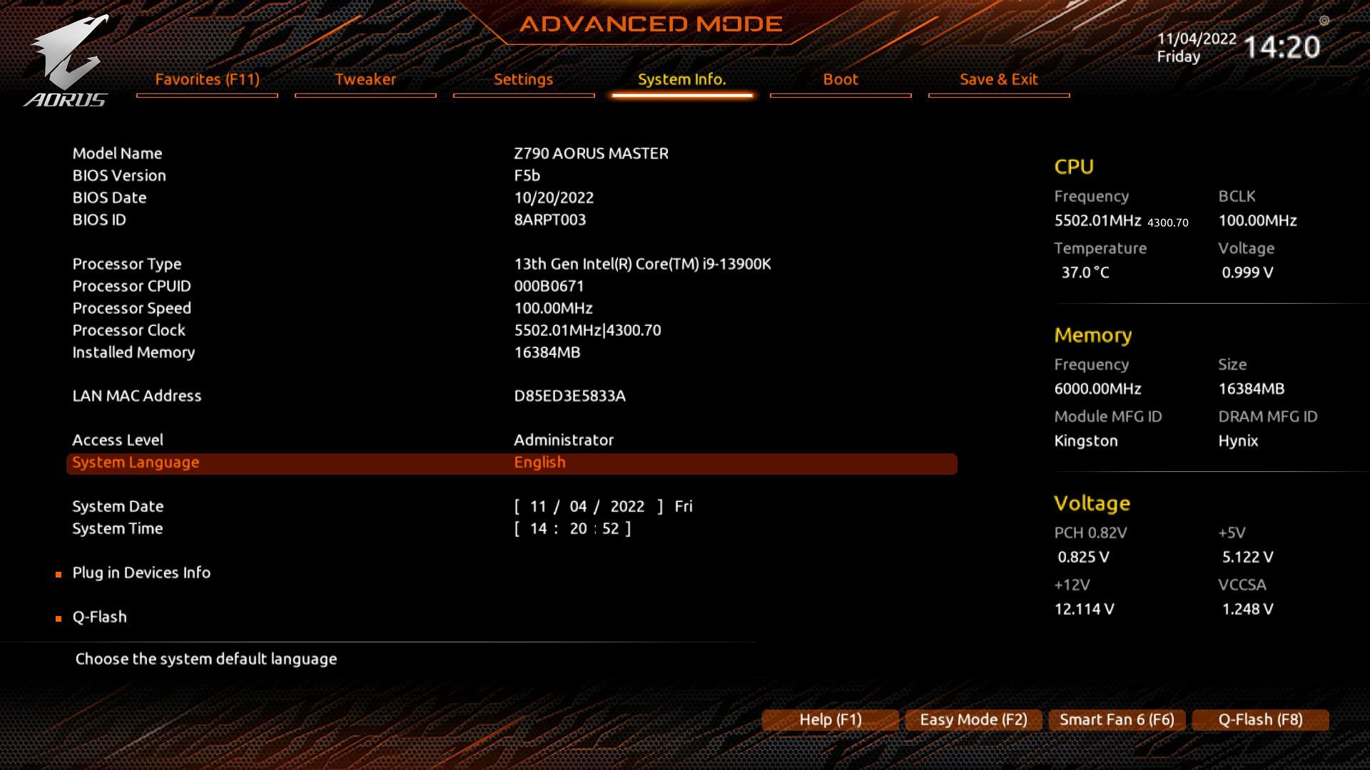 Gigabyte Z790 Aorus Master - UEFI BIOS