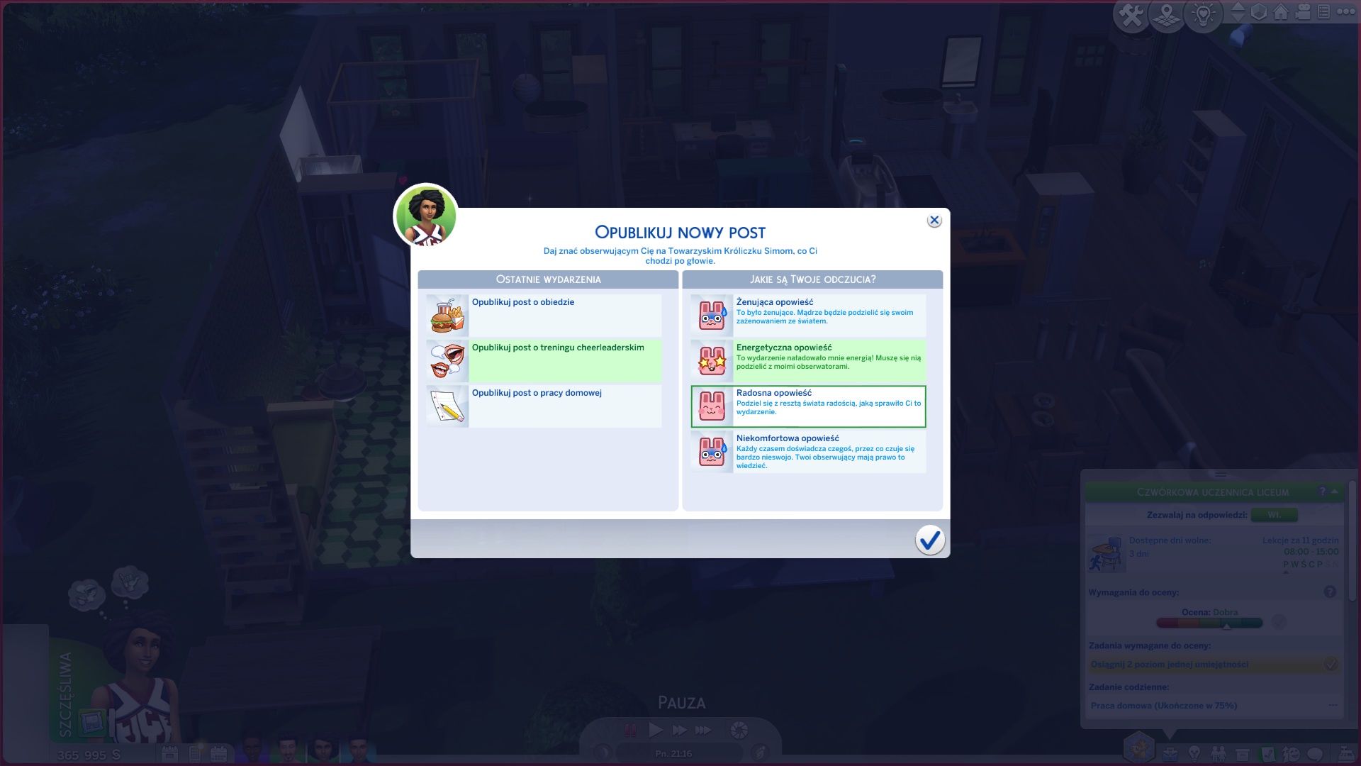 The Sims 4: Licealne lata - opublikuj nowy post