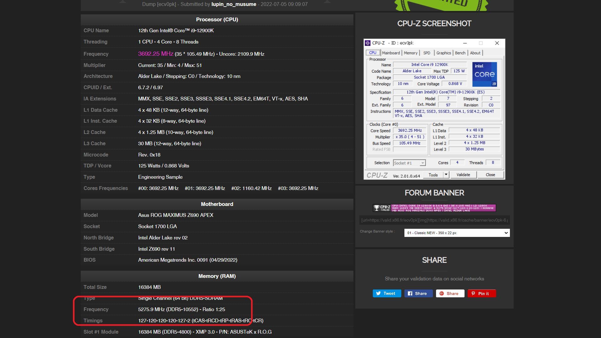 Rekord podkręcania pamięci DDR5 RAM 10 550 MHz