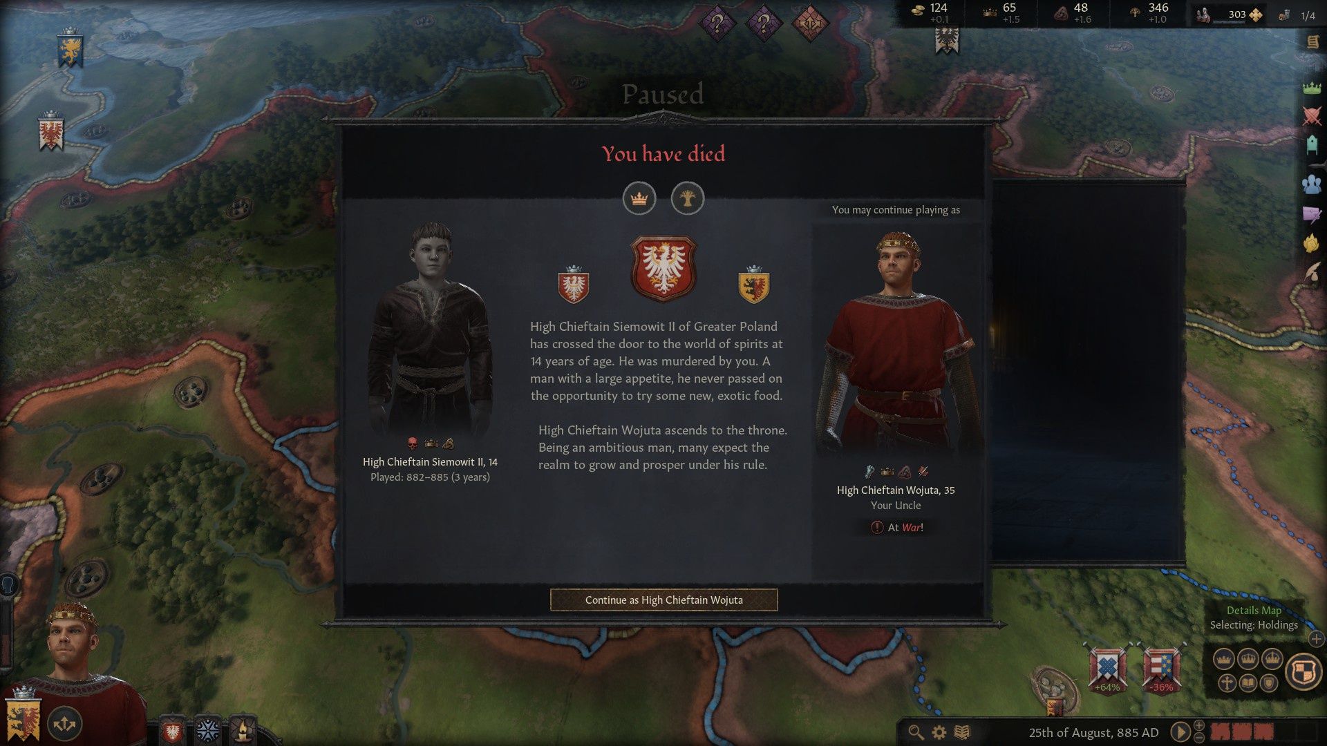Crusader Kings III - śmierć władcy