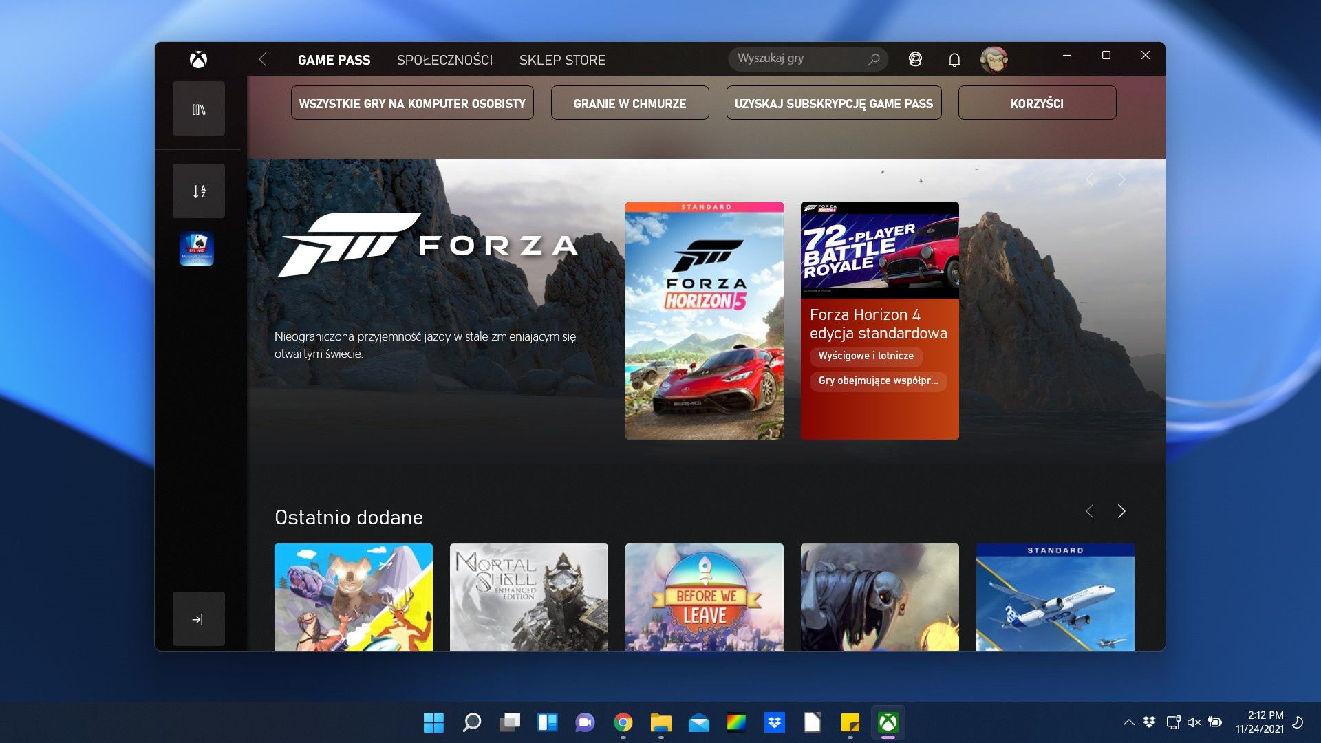 Aplikacja Xbox na Windows 11 - Game Pass na wyciągnięcie ręki