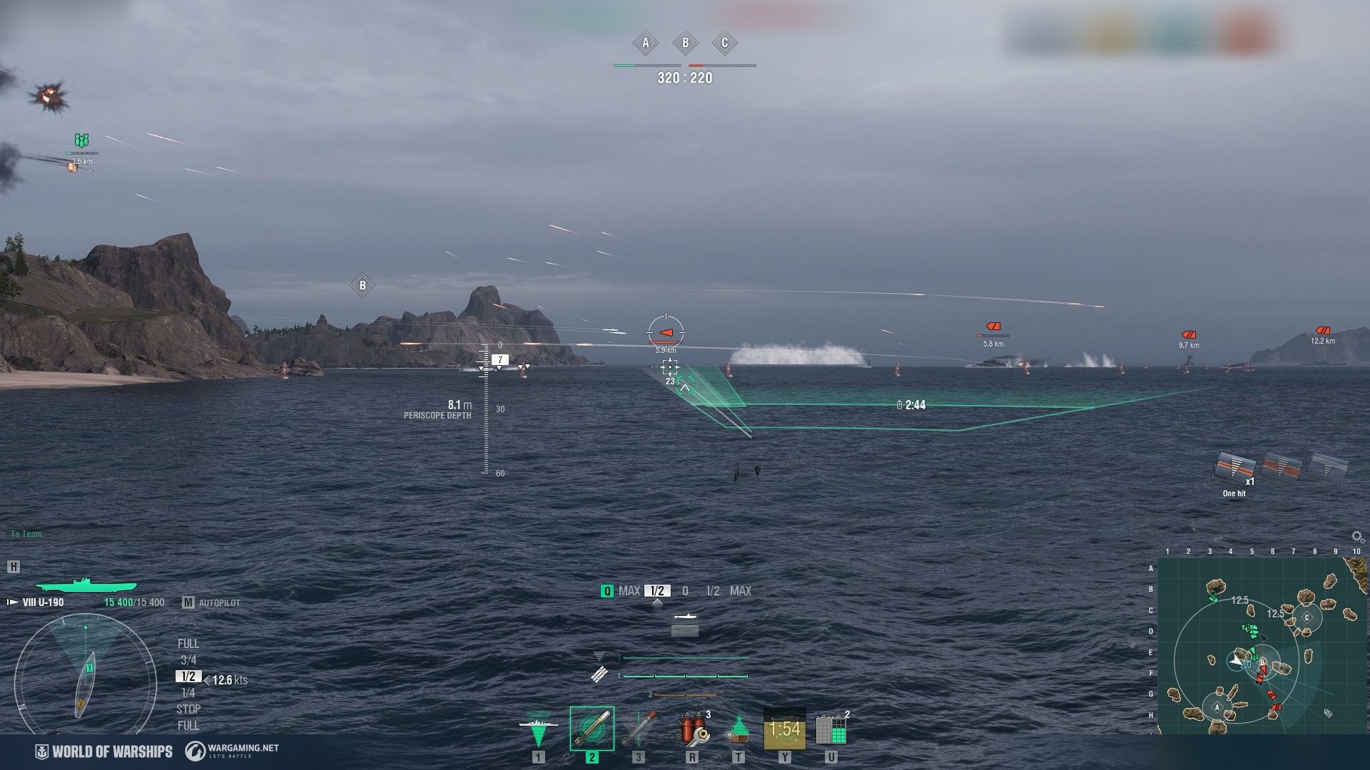 World of Warships - okręt podwodny i atak na peryskopowej