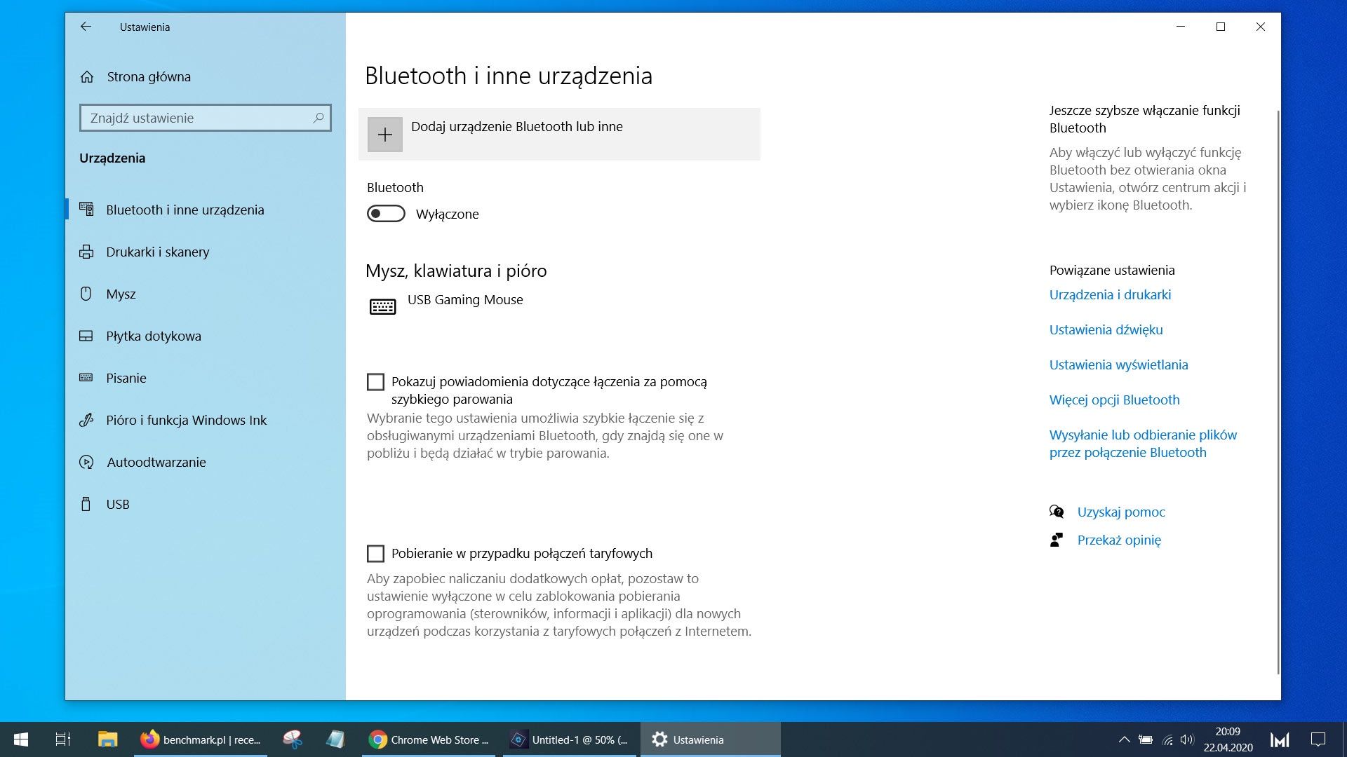 dodaj urządzenie bluetooth lub inne