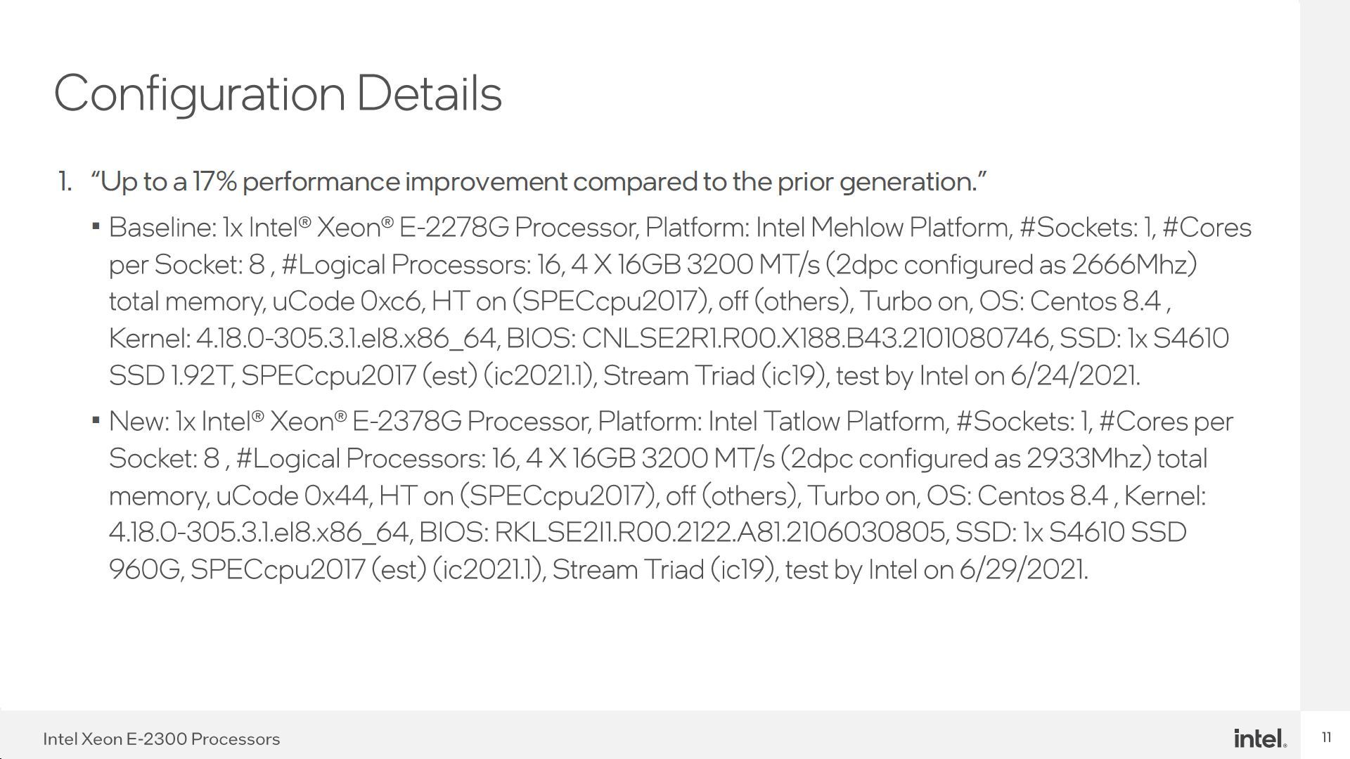 Intel Xeon E-2300 - wydajność procesorów