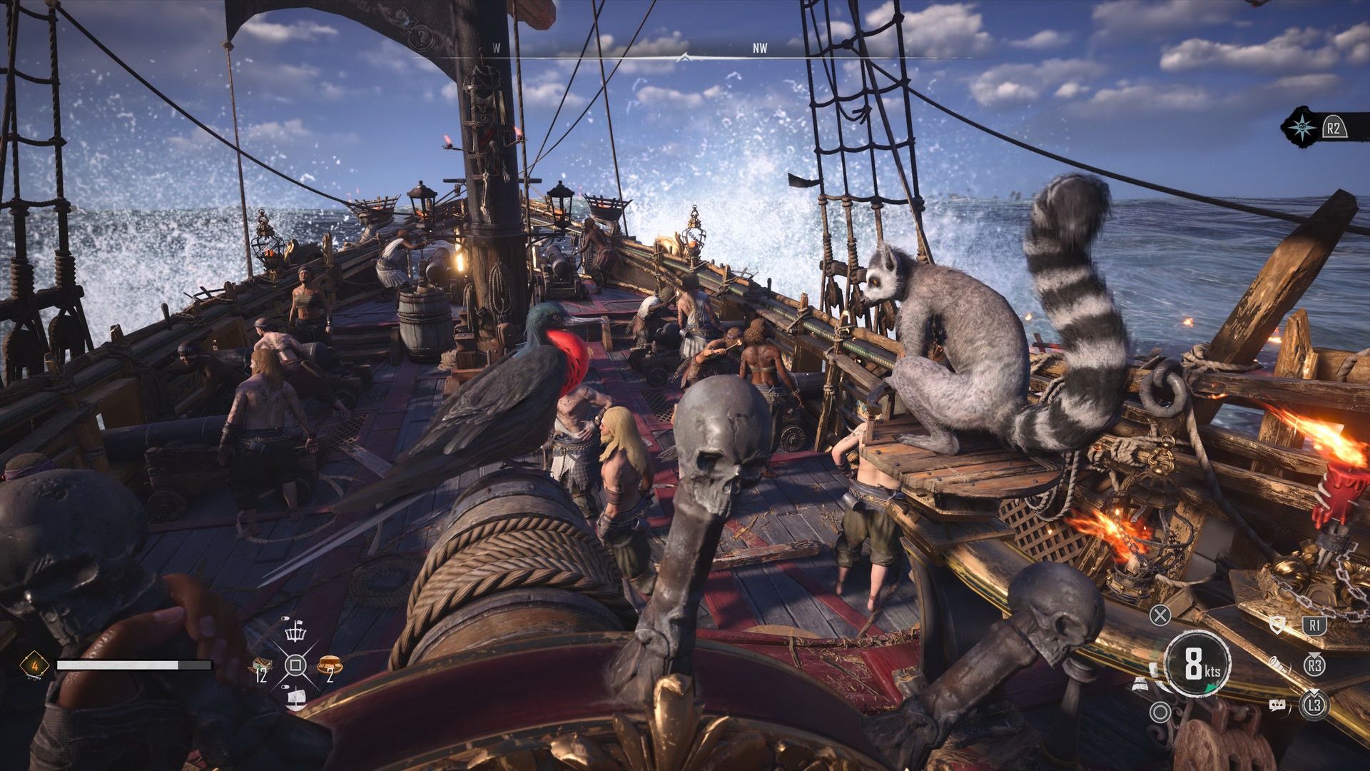 Skull and Bones - ptak odpoczywający na pokładzie