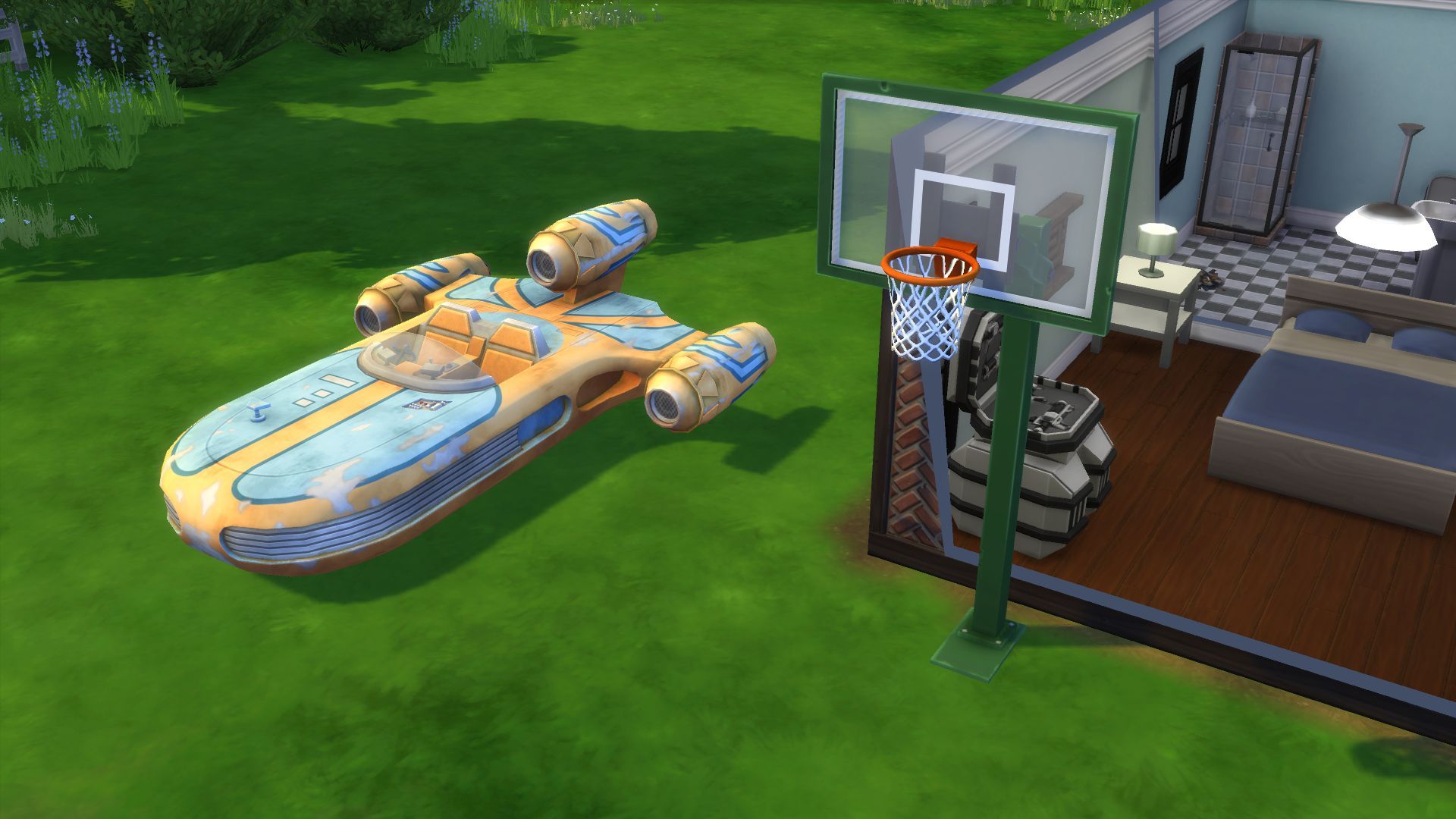 The Sims 4 Star Wars: Wyprawa na Batuu - ścigacz na podwórku