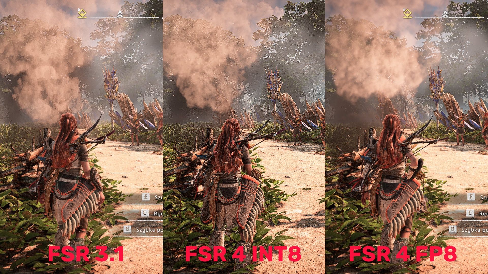 FSR4 INT8 vs FP8 vs FSR 3.1 - Forbidden West