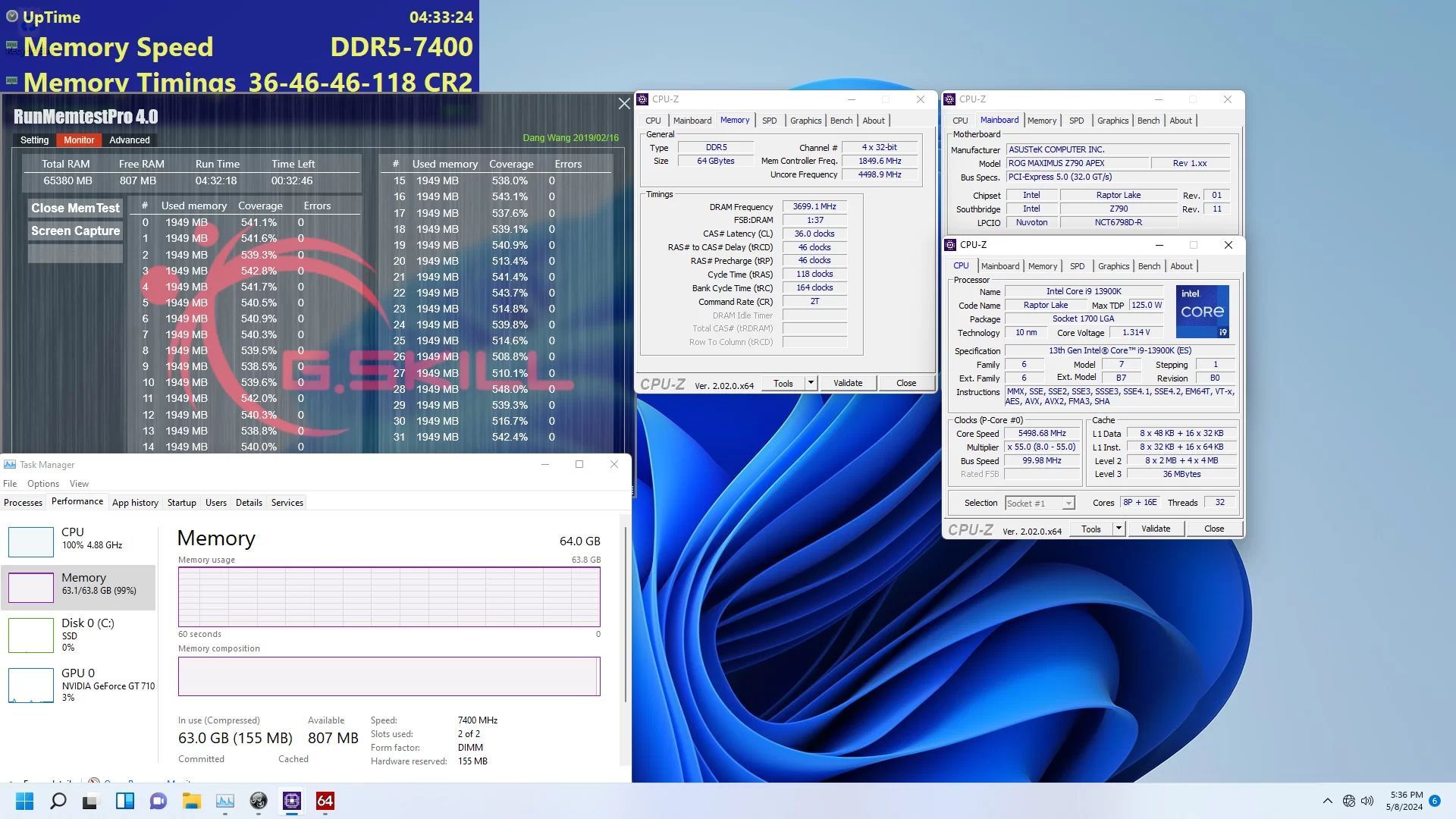 G.Skill Trident Z5 RGB - pamięci 2x 32 GB DDR5 7400 MHz CL36