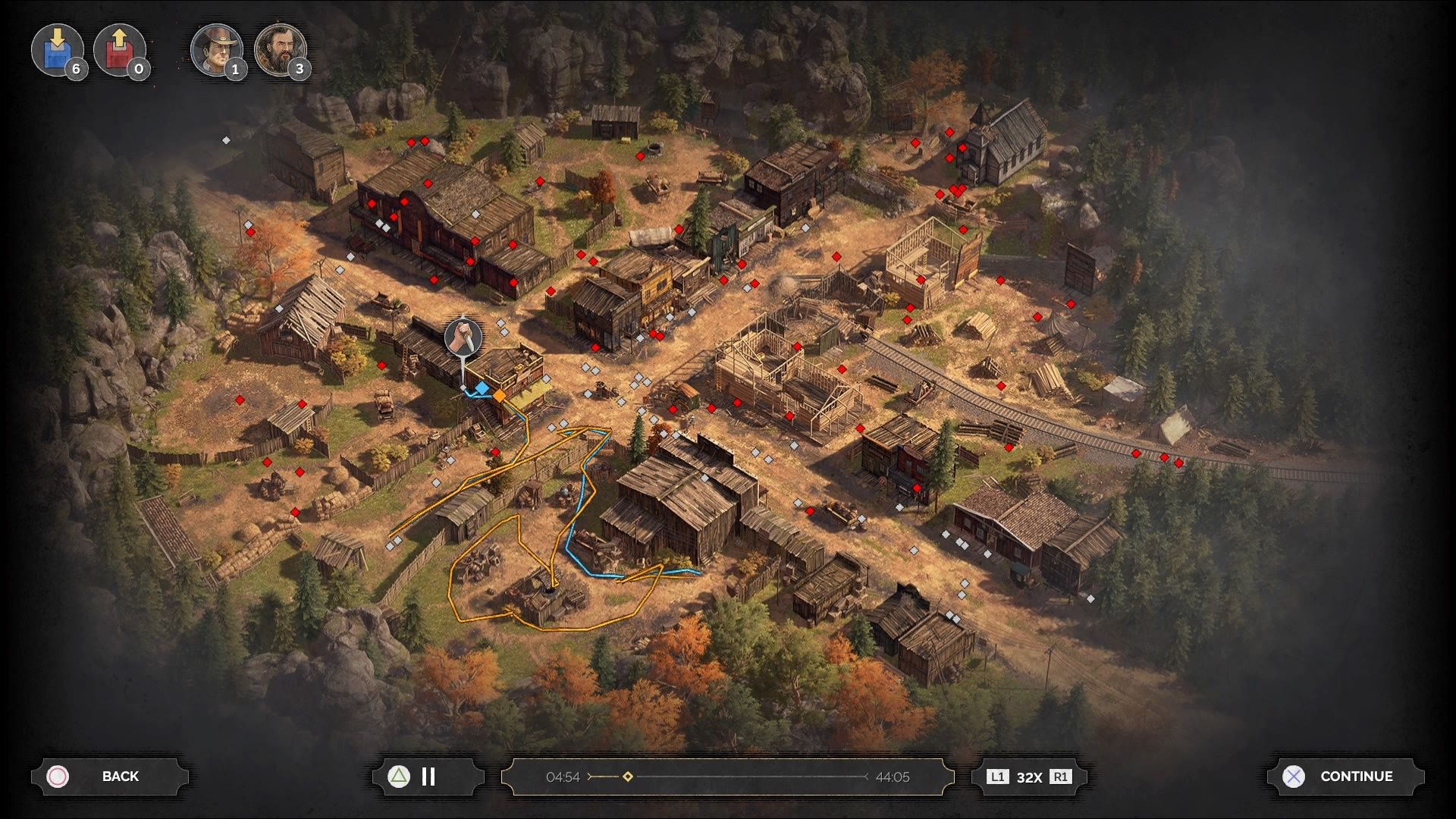 Desperados III - mapa przebiegu wykonania planu