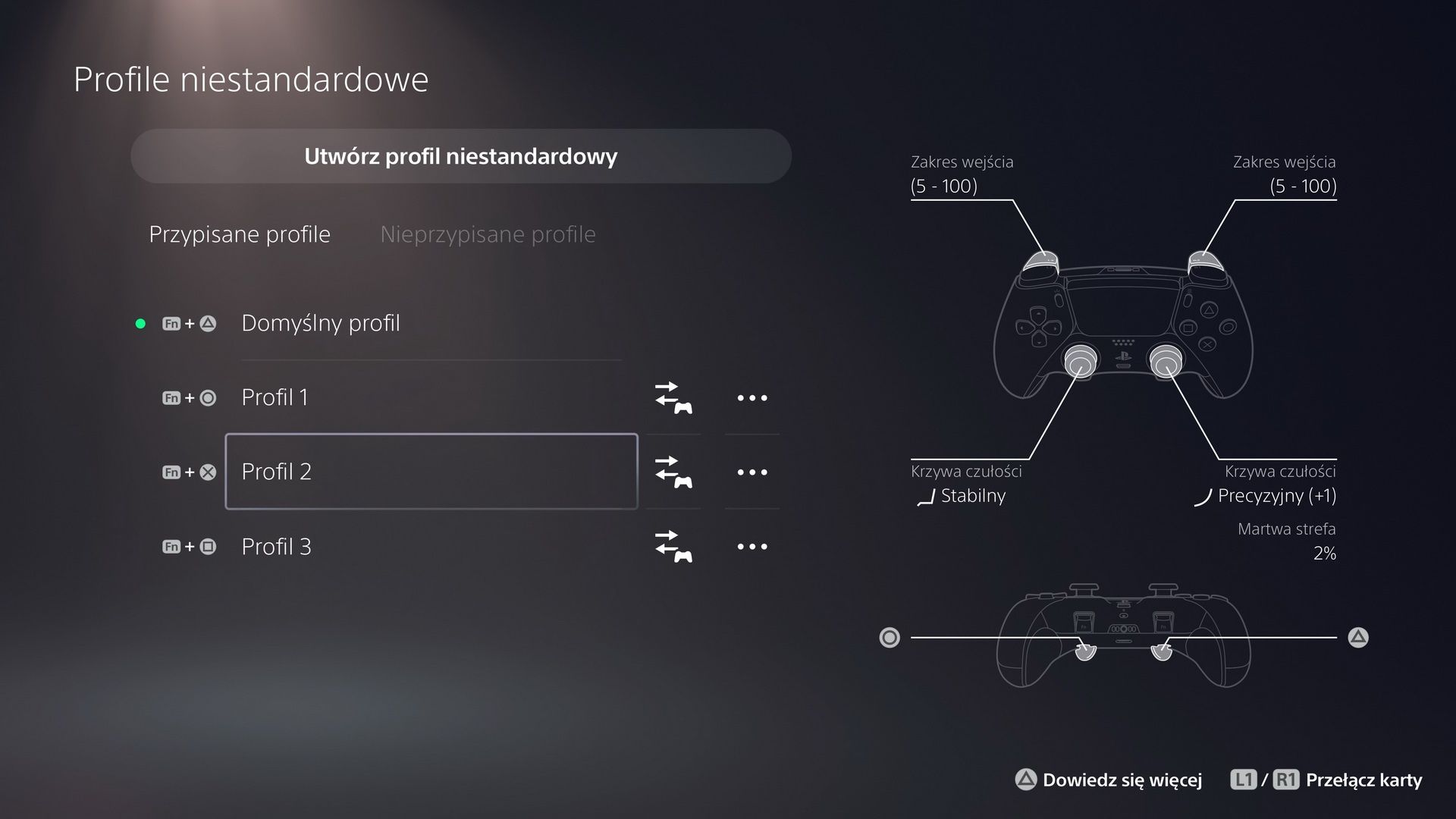 DualSense Edge - profile niestandardowe