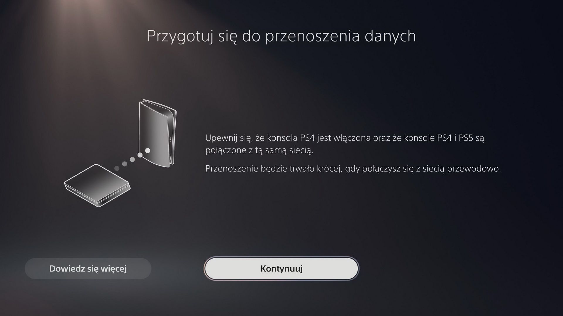 PS5 - przygotowanie do przenoszenia danych
