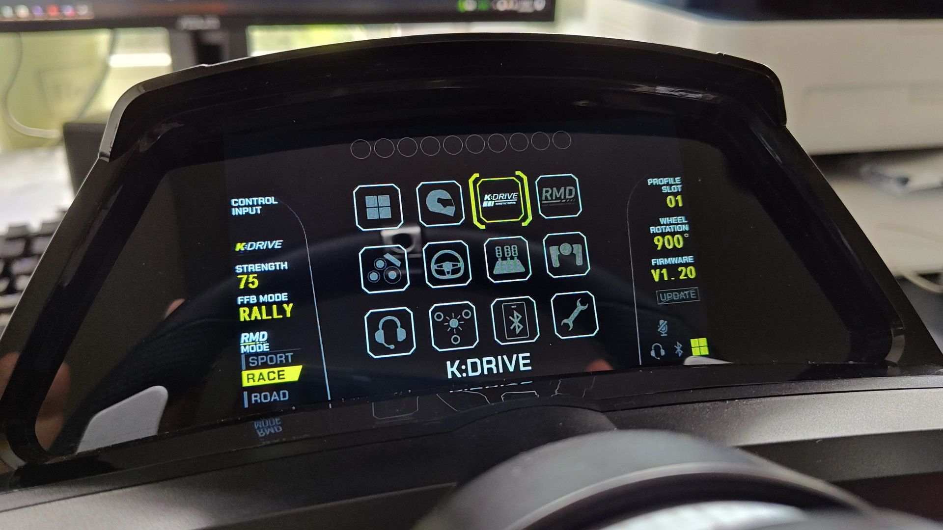 Turtle Beach VelocityOne Race - podstawowe menu ekranowe